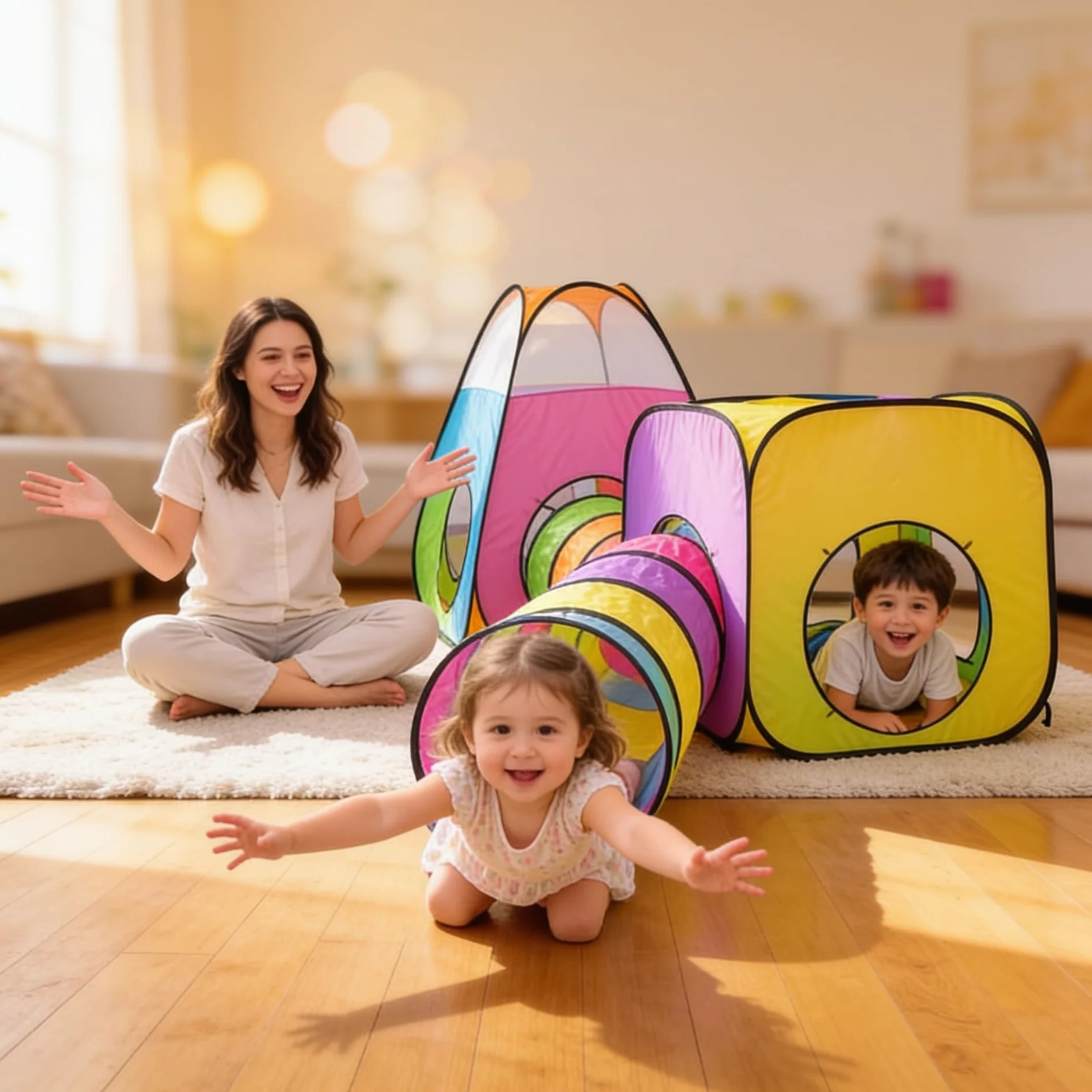 Pop Up Jouer Tente avec Tunnel, Balle Pit pour Enfants, Garçons, Filles, Bébés - Playhouse Intérieur/Extérieur 4 en 1