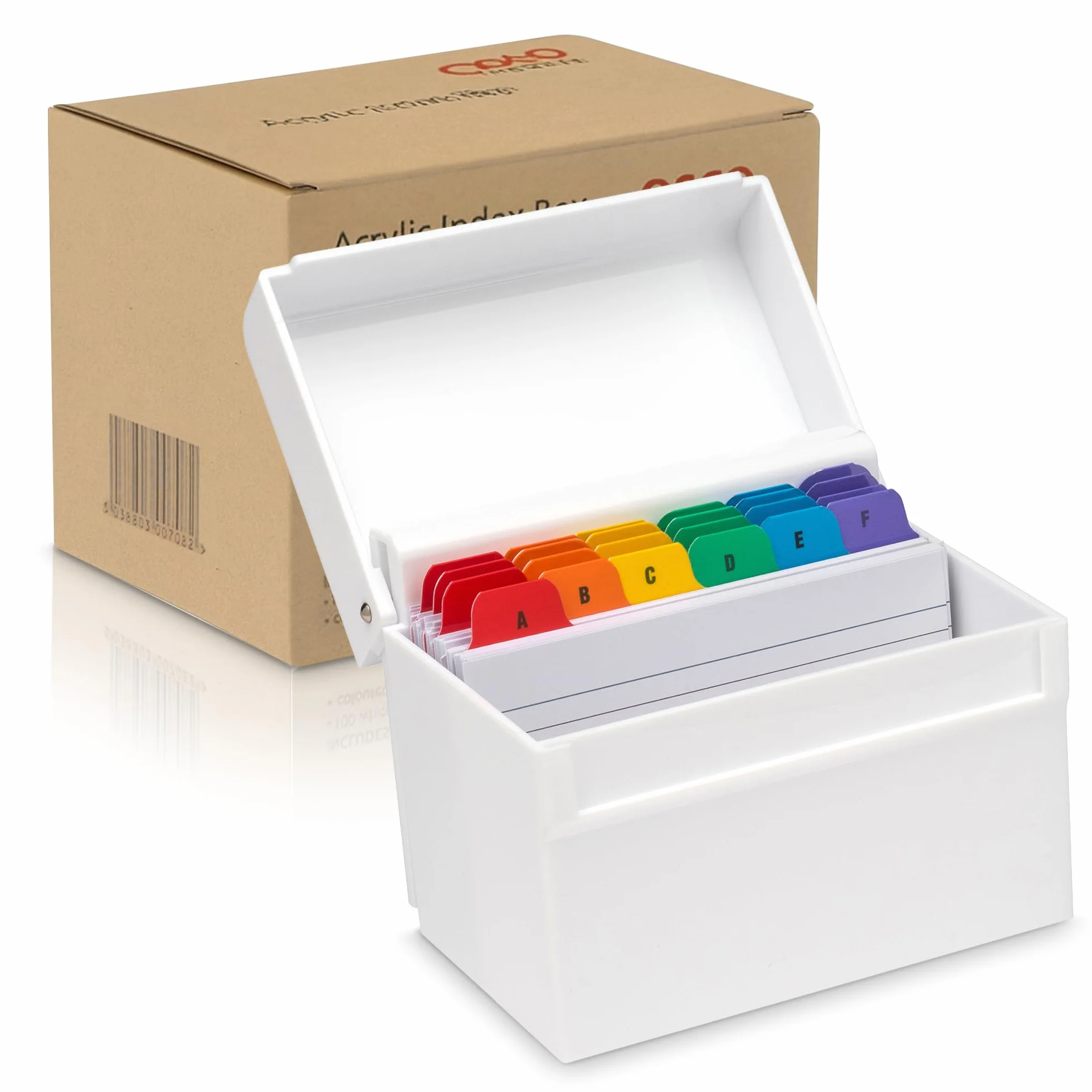 OSCO Boîte d'index en plastique blanc brillant A-Z 100 feuilles lignées 15,2 x 10,2 cm Cartes flash de révision