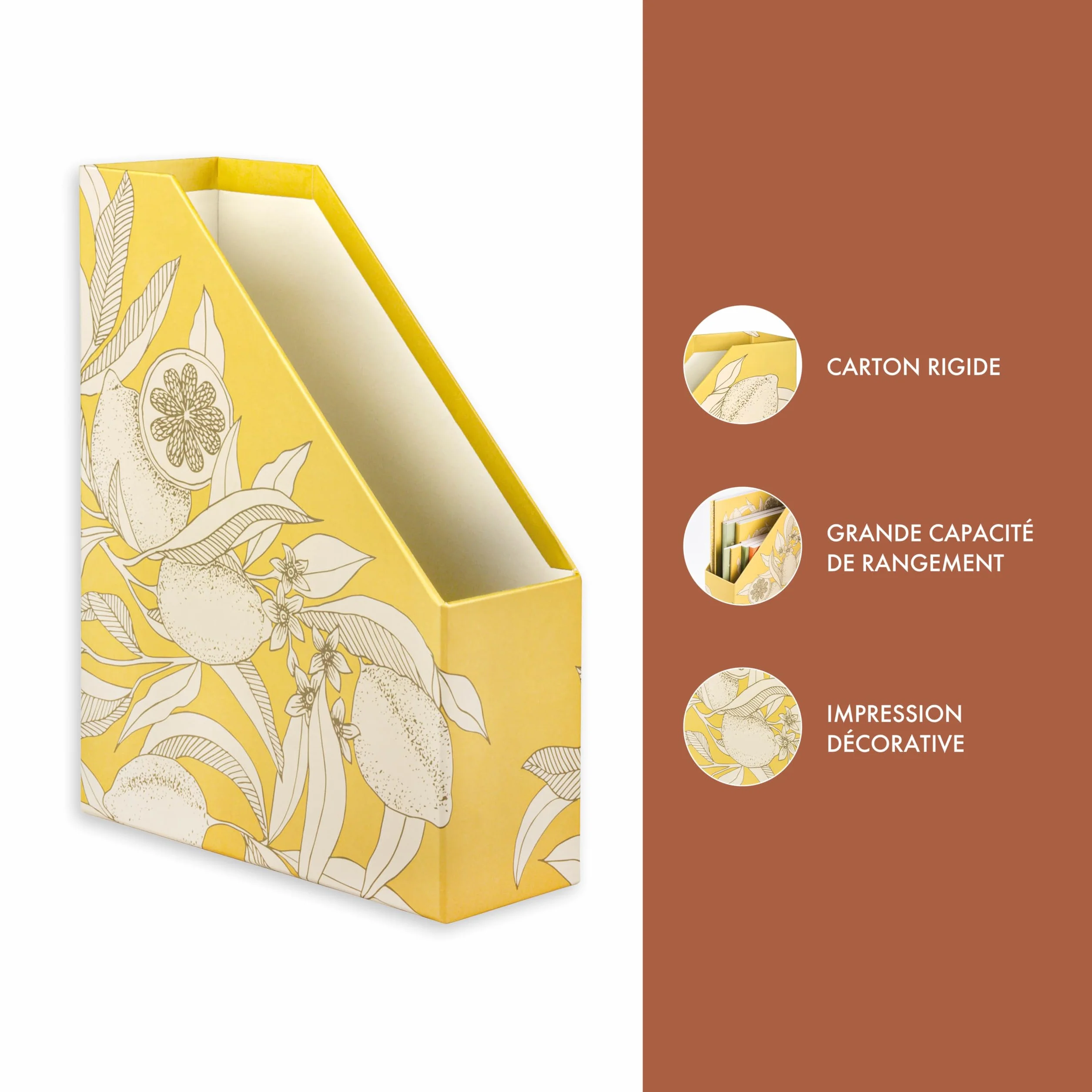 Clairefontaine Porte-Revue Fleurs de Citronnier Carton 25x10x32,5cm Jardin des Sens