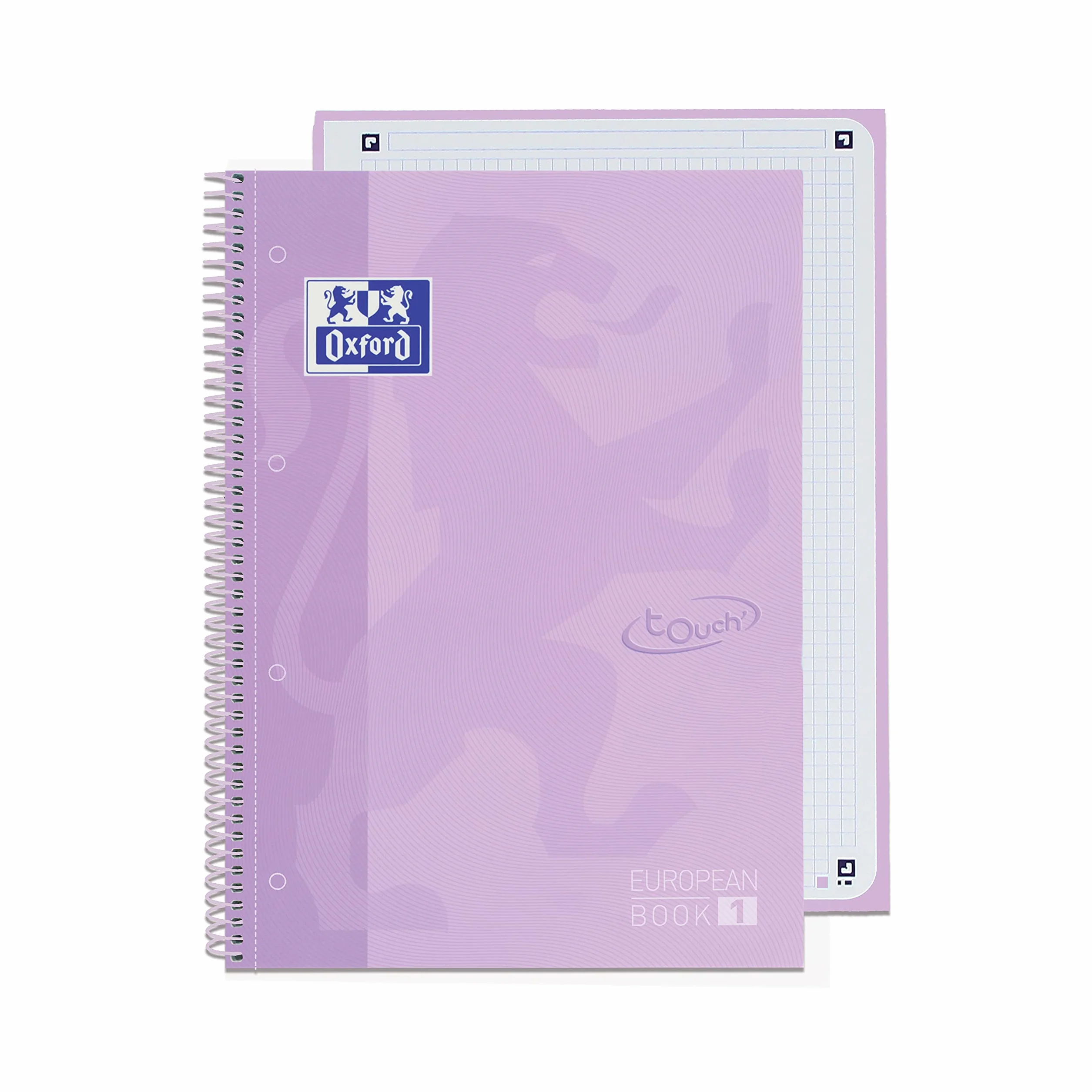Oxford Lot de 3 cahiers A4 micro-perforés carreaux 5x5 couverture spirale pastel