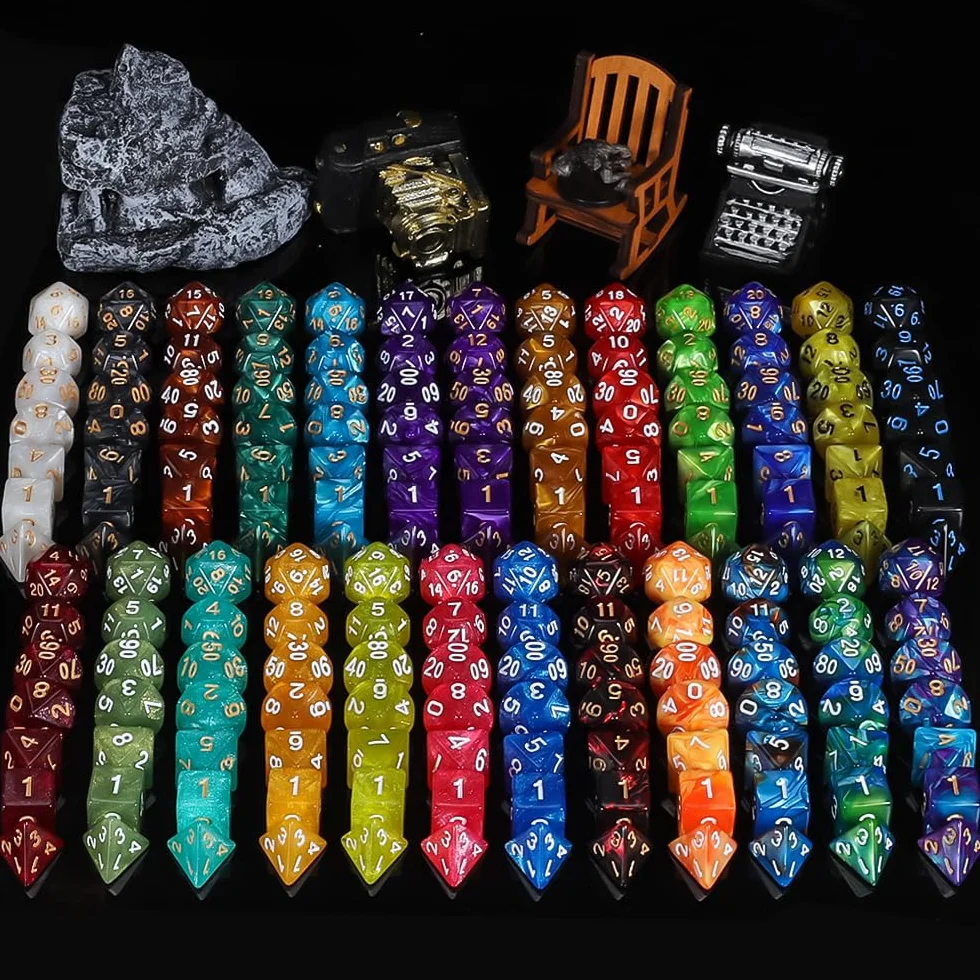 QMAY Jeu de dés polyédriques 175PCS DND Dés D4 D8 D10 D12 D20 D%