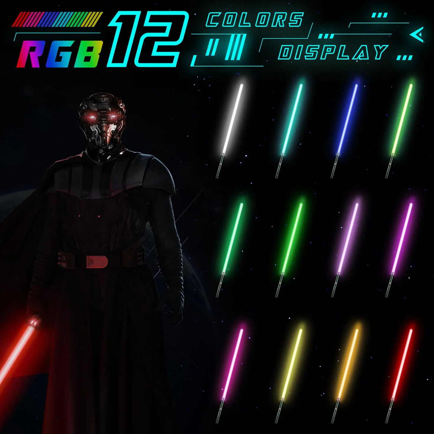 Sabre Laser pour Enfants, 2 Pièces Lightsaber 12 Couleurs Rechargeable avec Son, Jouet Cosplay Halloween