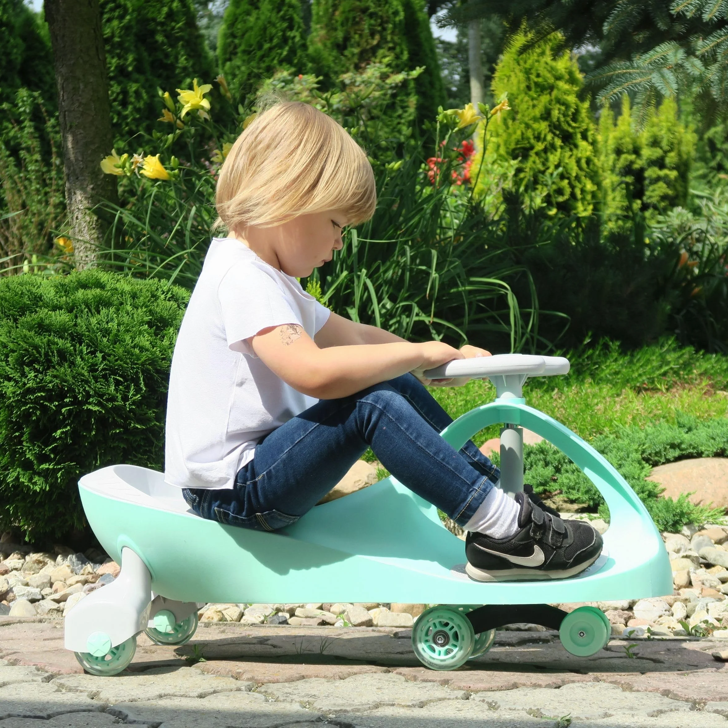 TWISTCAR Porteur pour Enfant 3+ Ans, Voiture Twist avec Volant et Roues Caoutchouc Lumineuses - 120 kg