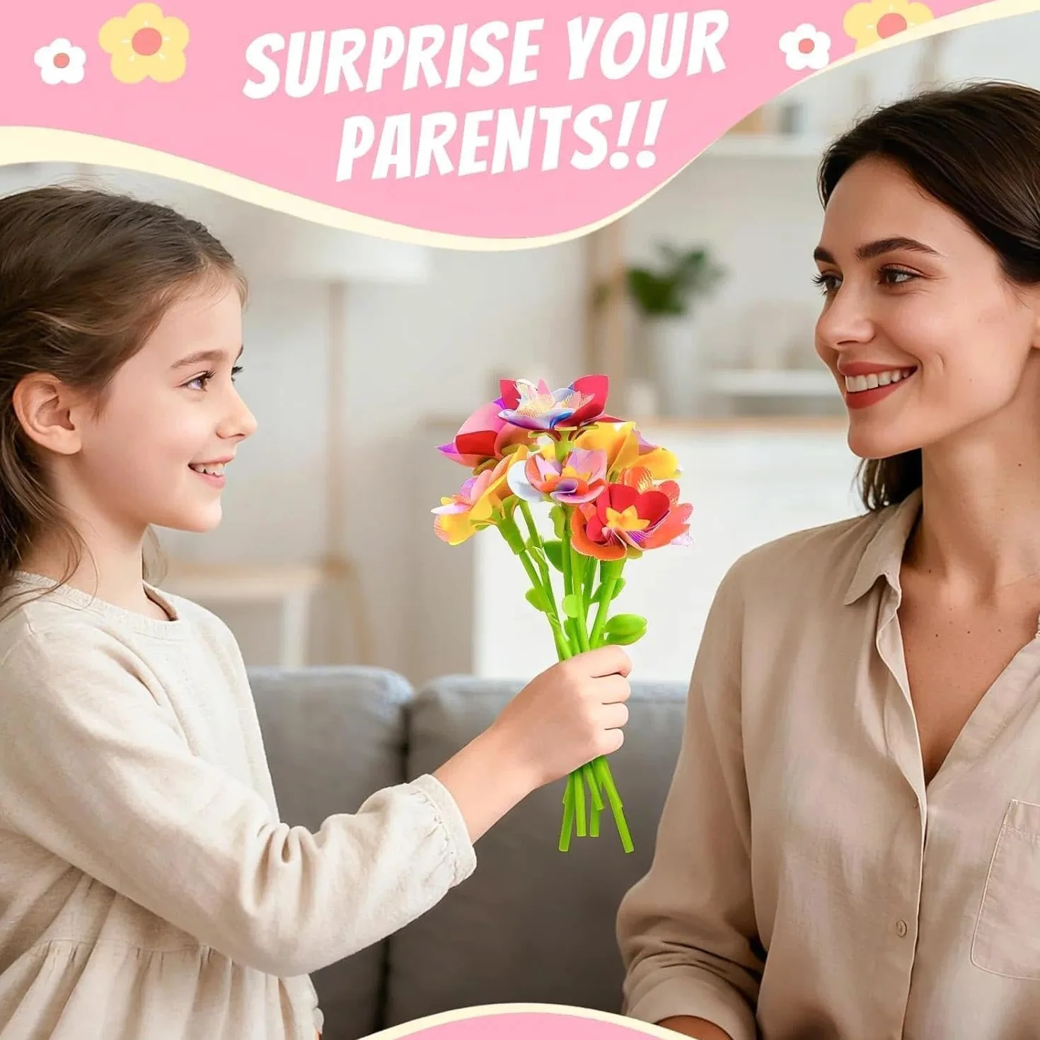 Kit Création Bouquet de Fleurs DIY pour Fille 6 Ans+ avec Machine à Fleurs, Jouet Créatif Cadeau Anniversaire