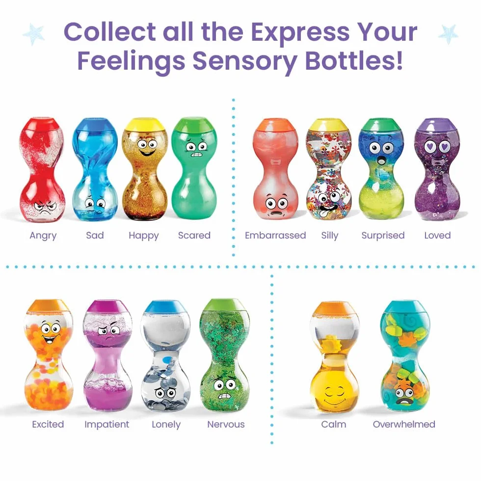 Learning Resources 4 Bouteilles Sensorielles Émotions Montessori Autisme Jeux Enfant 3 4 5 Ans