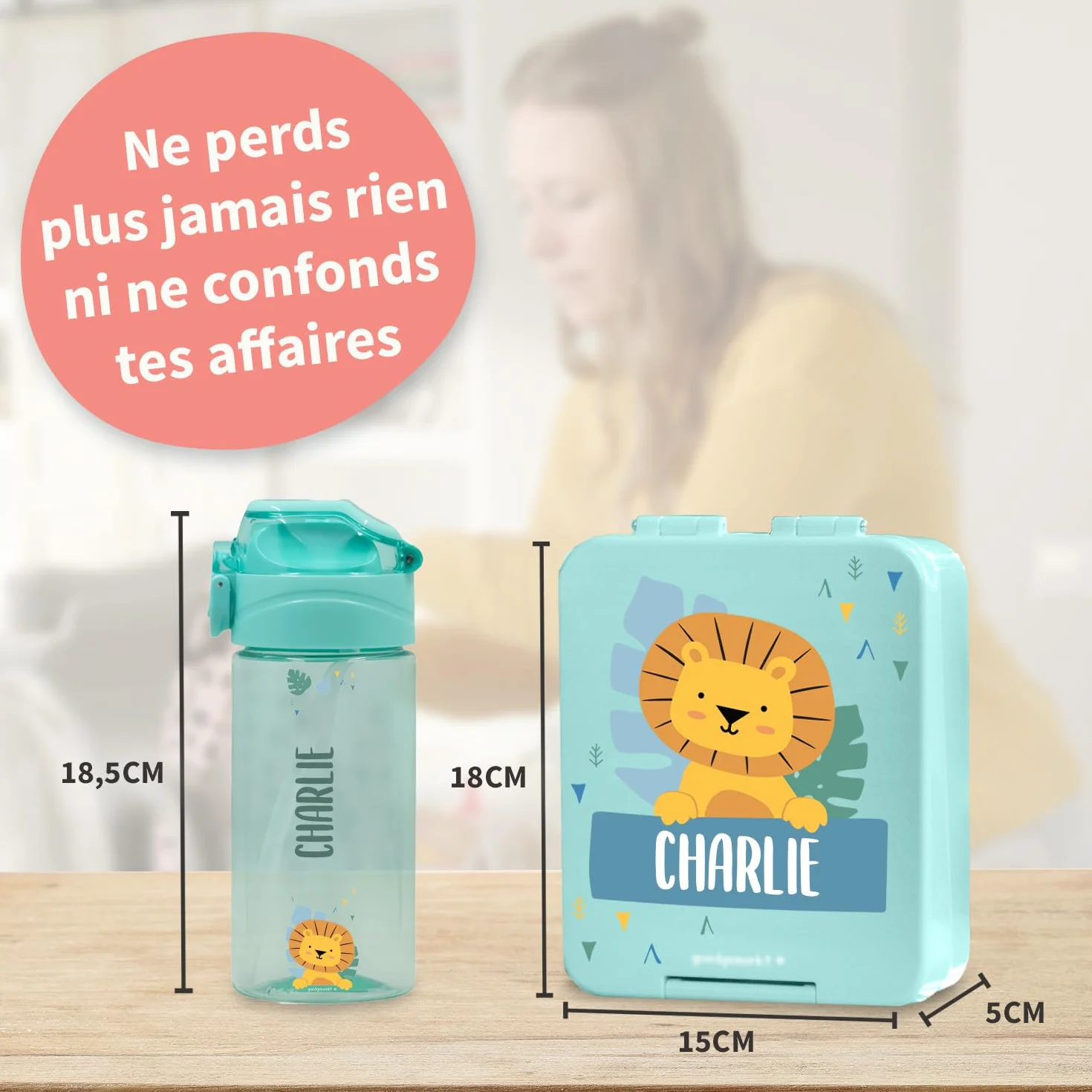 BIENMARQUER Coffret gourde personnalisable enfant 450 ml sans BPA plastique
