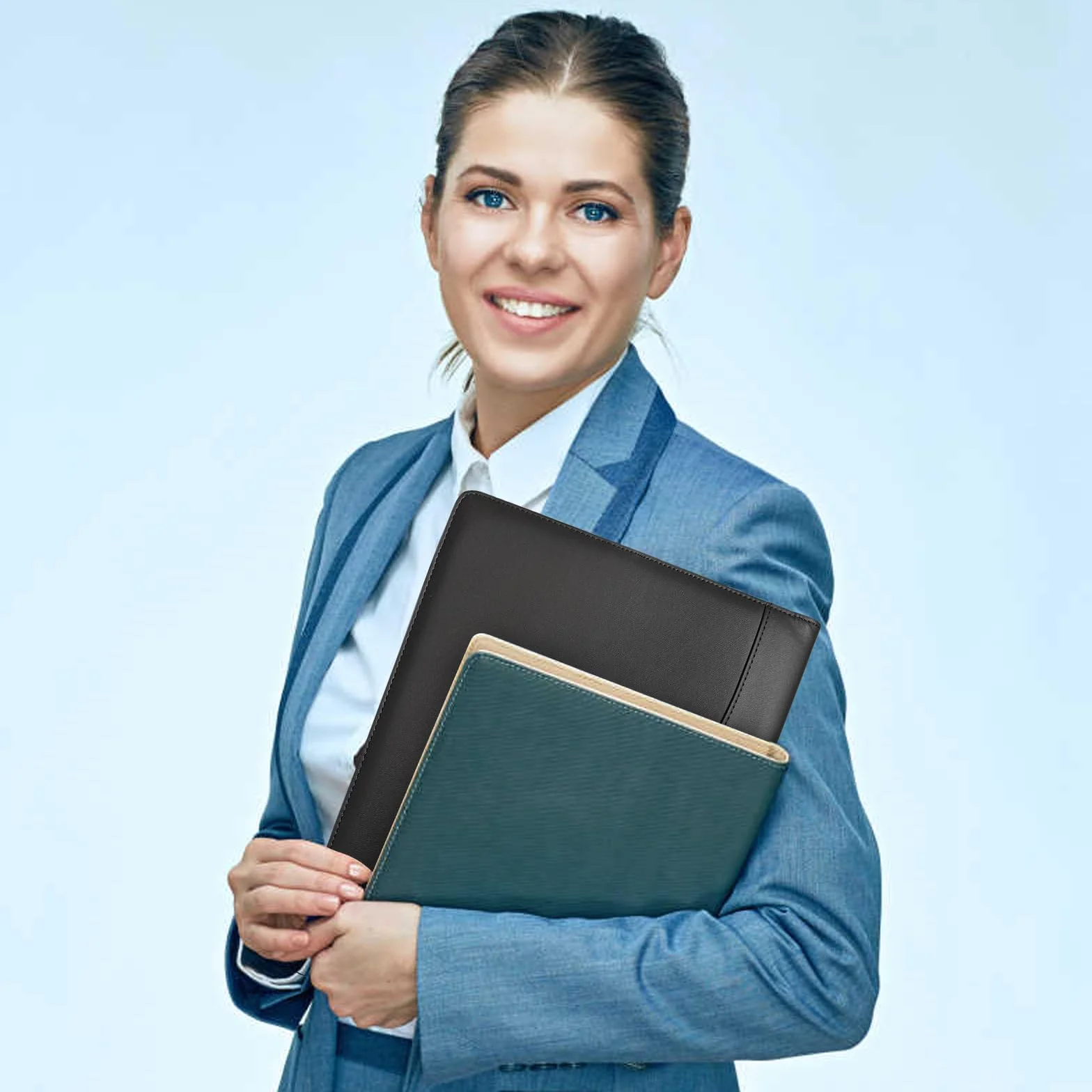 Portfolio en Cuir PU A4 Porte Documents Organisateur Multi-poches avec Tablette Magazine