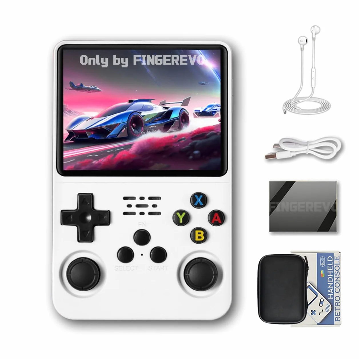 R36S-Console de jeu portable 3,5" 640 x 480 IPS 3200 mAh RK3326 Blanc