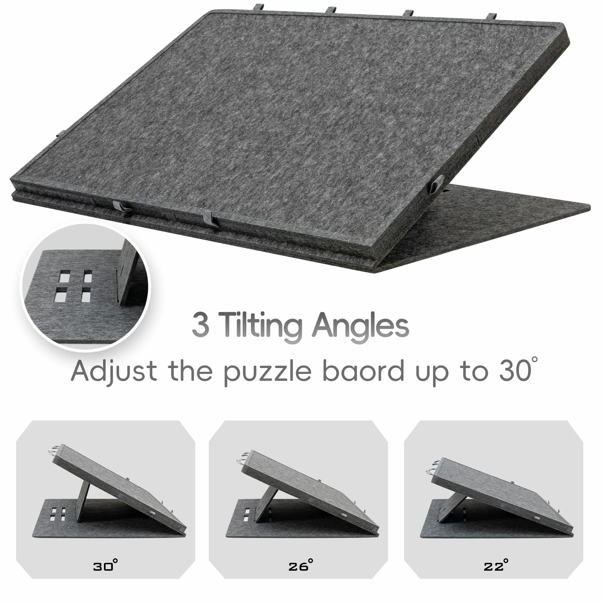 Plateau de puzzle inclinable de 1 500 pièces avec 8 tiroirs et couverture, table de puzzle réglable à 3 angles avec chevalet intégré, plateaux de jeu légers et portables avec rangement (1500