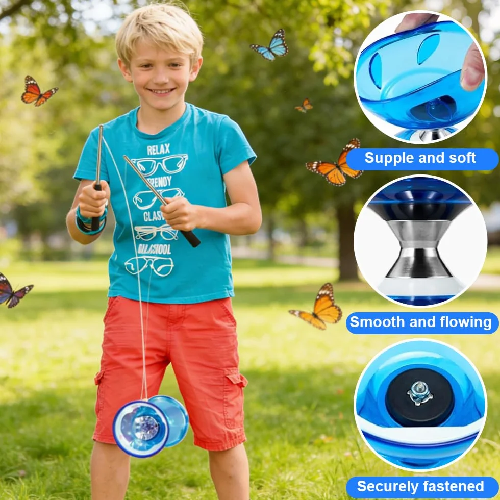 Diabolo LED 4,5 mm triple roulement à billes Set de jonglage avec balles