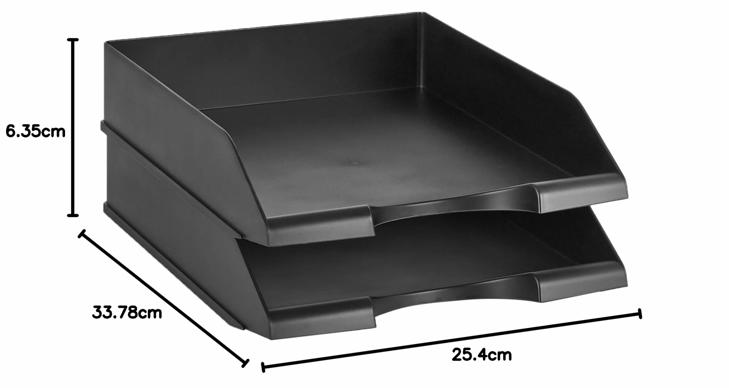 Amazon Basics Corbeilles à Courrier Empilables Format A4 Lot de 2 Noir