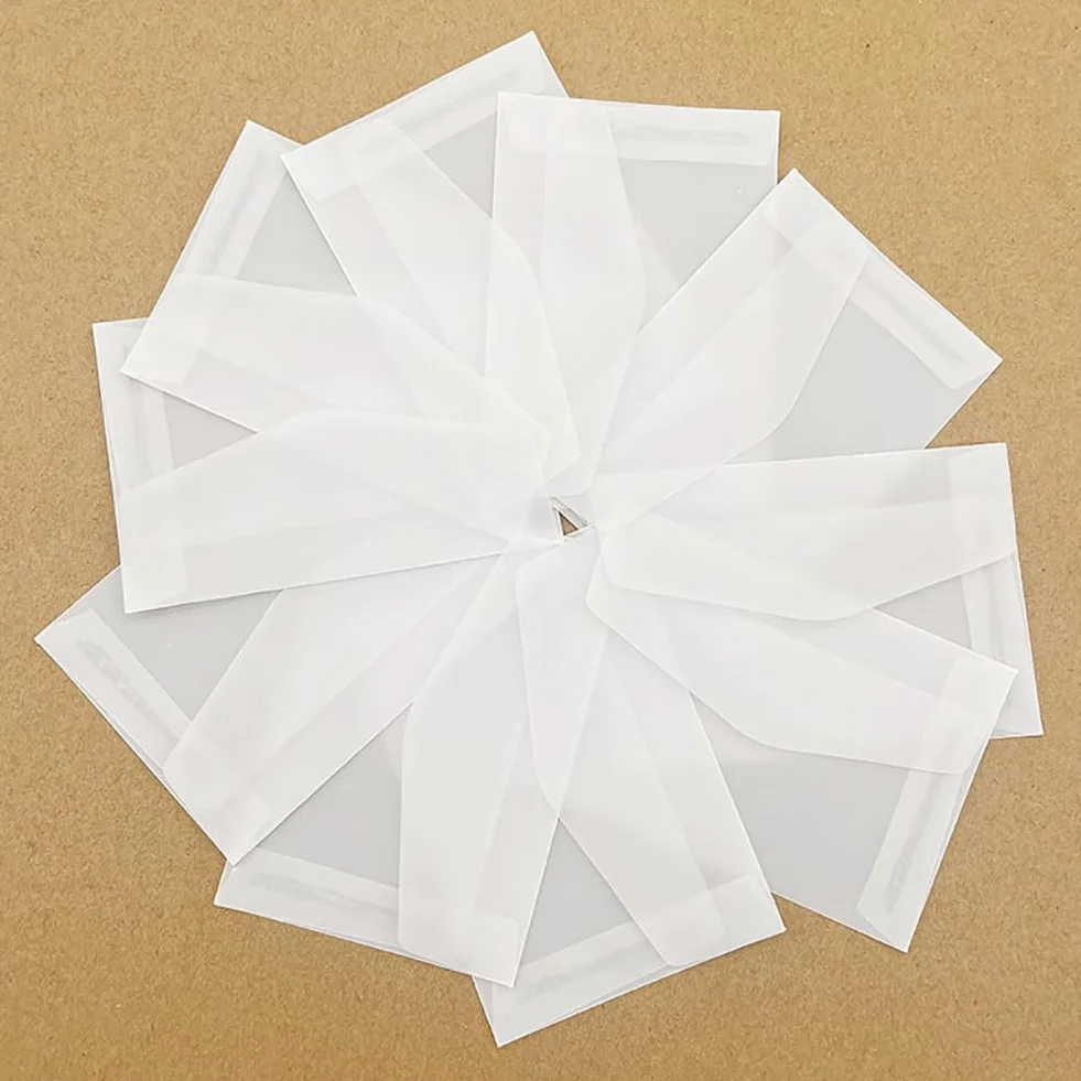 Lot de 100 enveloppes en papier transparent 7 x 10 cm pour timbres et collection