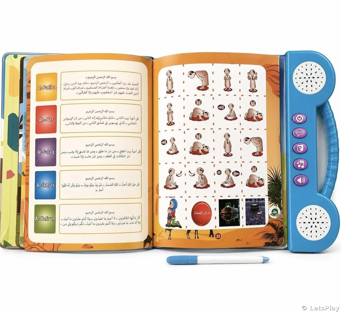 LetsPlay Livre Sonore Arabe Français Alphabet 180+ Mots Jouet Éducatif Enfant 3-8 Ans