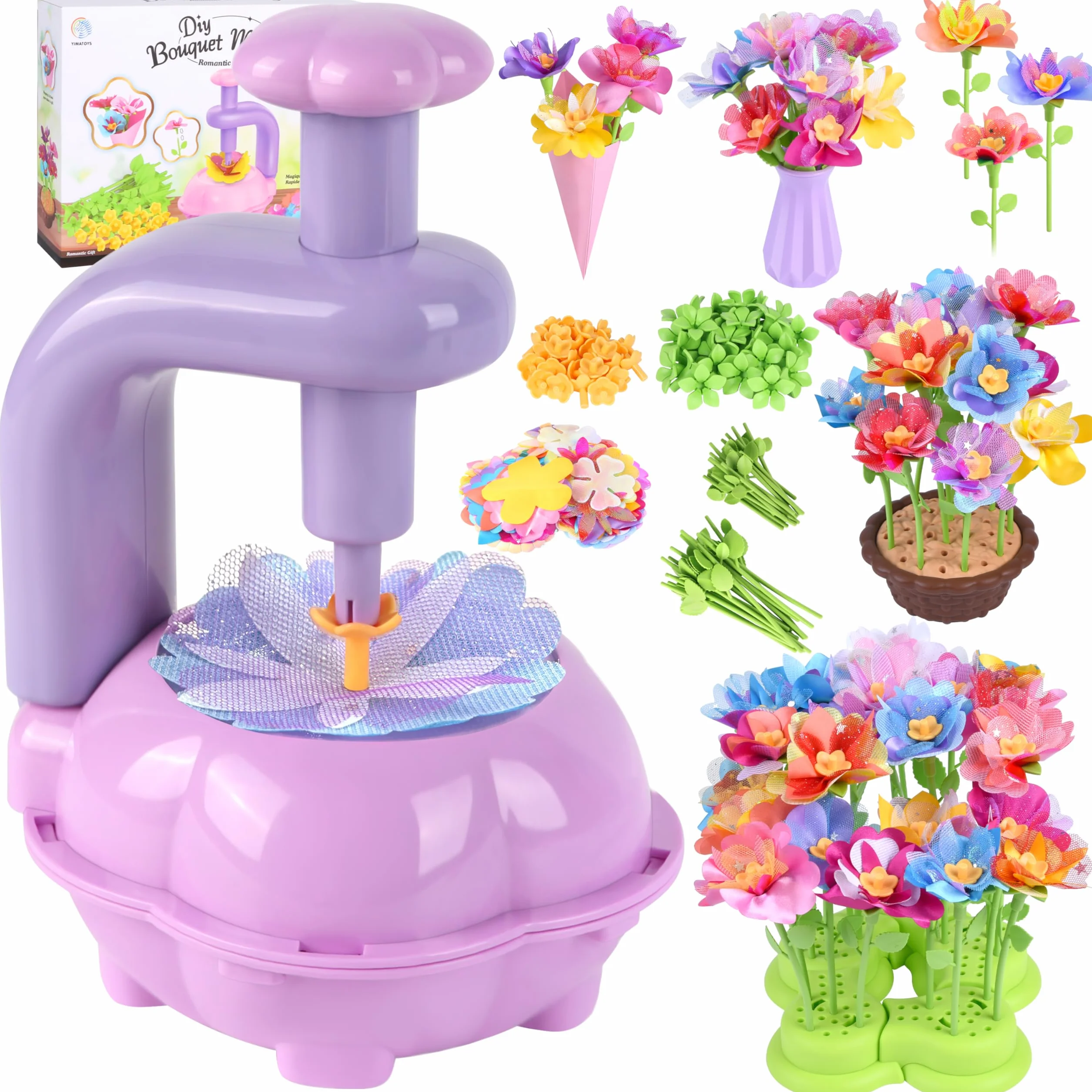 Charmofun Activité Manuelle Fille, Création Bouquet avec Machine à Fleurs, Jouet Fleurs Enfant 3 Ans+