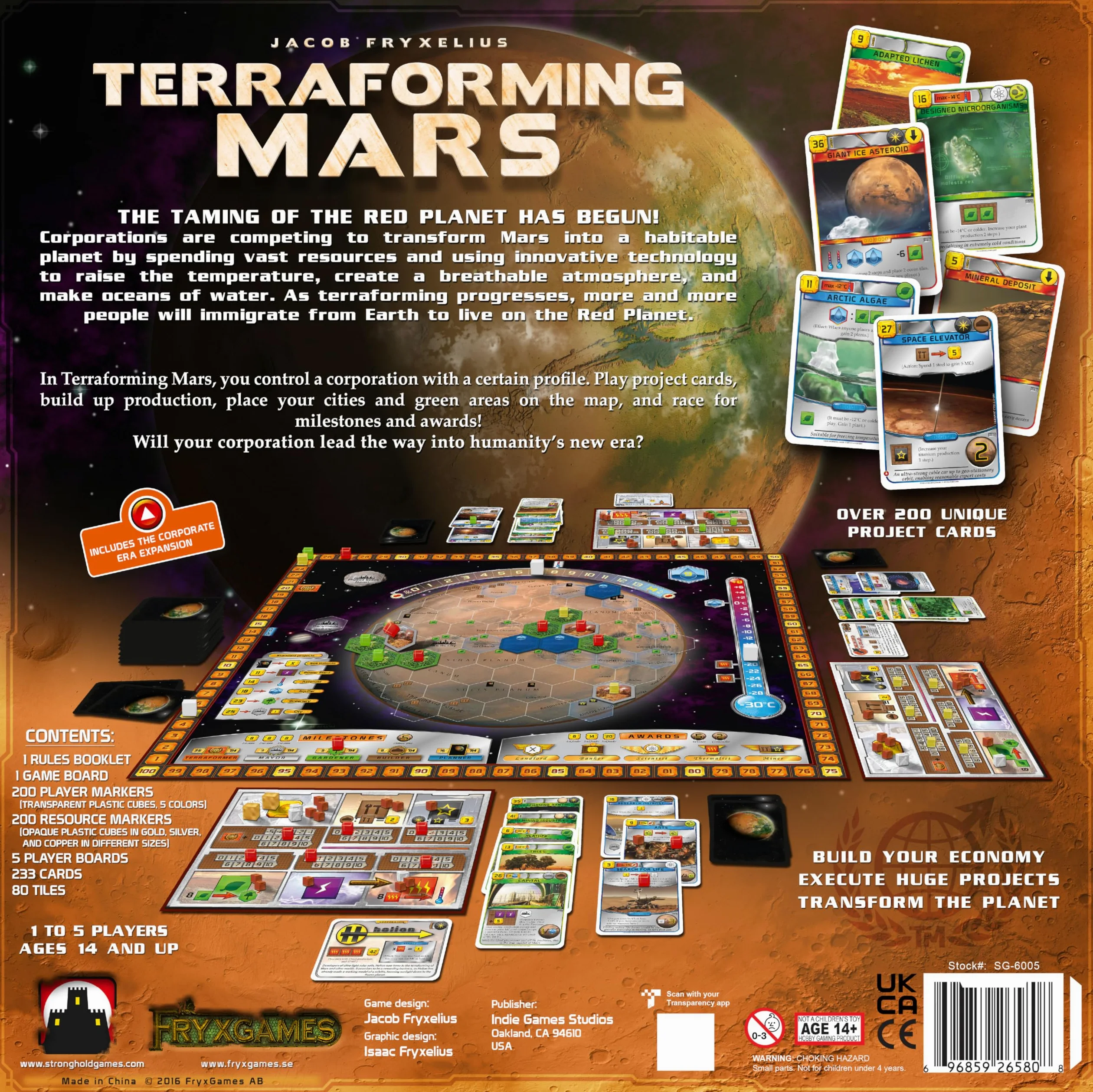 Stronghold Games , Terraforming Mars , Board Game , Ages 14+ , 1-5 Players , 90 - 120 Minute Playing Time