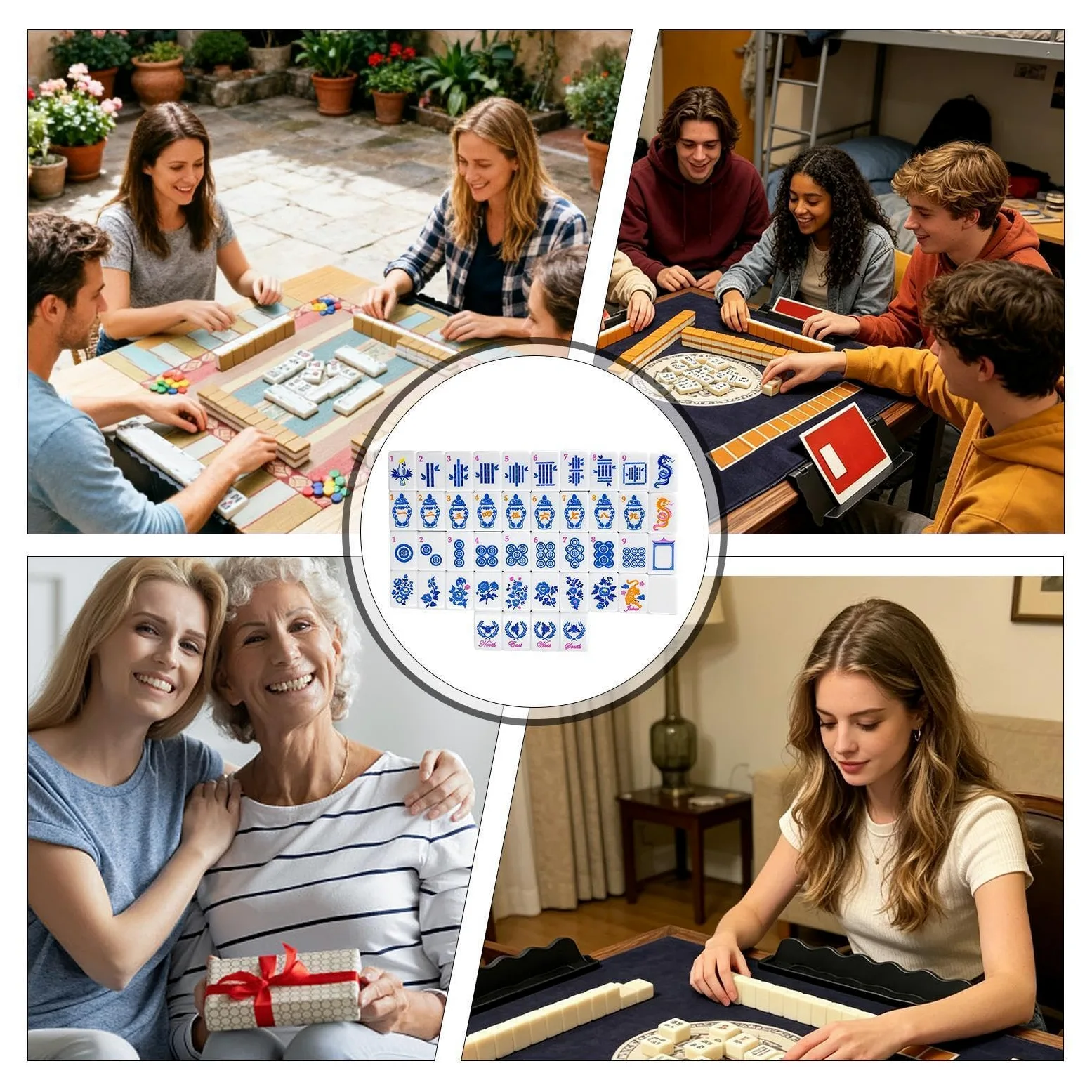 Coffret de tuiles de Mahjong 160 Pièces de tuiles américaines en Acrylique | Mahjong Américain Idéal pour voyages, maison, piscine, adultes, fêtes, débutants et joueurs expérimentés