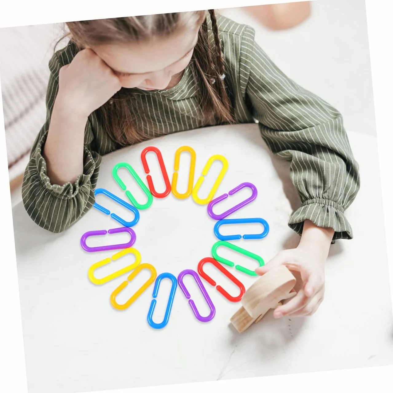 BESPORTBLE 150 pièces Maillons C Clips Plastique Colorés Éducatif Interactif