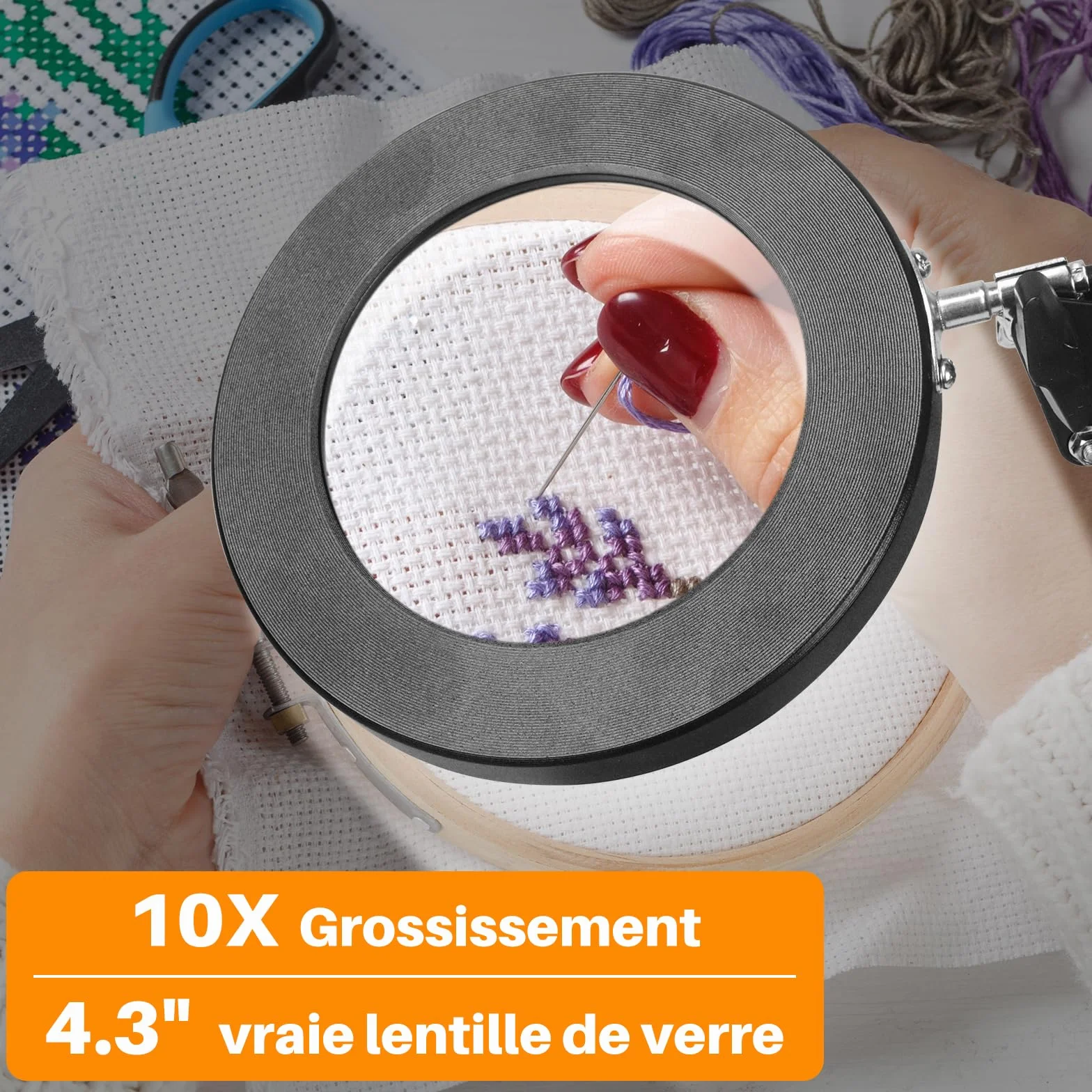 OKSANO Lampe Loupe 10X LED Bureau 3 Couleurs 10 Luminosité Lecture Réparation Artisanat