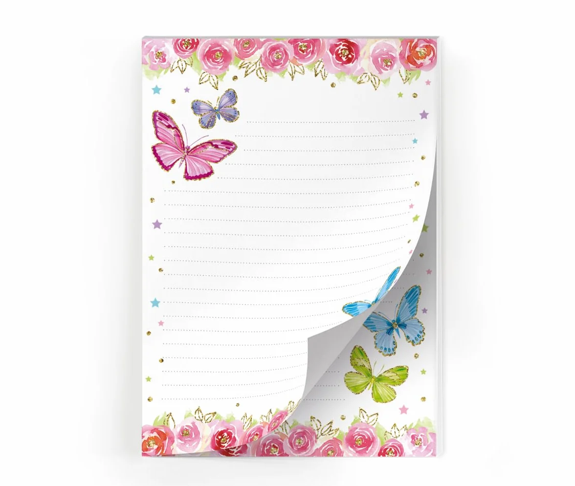 Papier à lettre A5 avec enveloppes pour enfants - Bloc ligné 25 feuilles + 15 enveloppes
