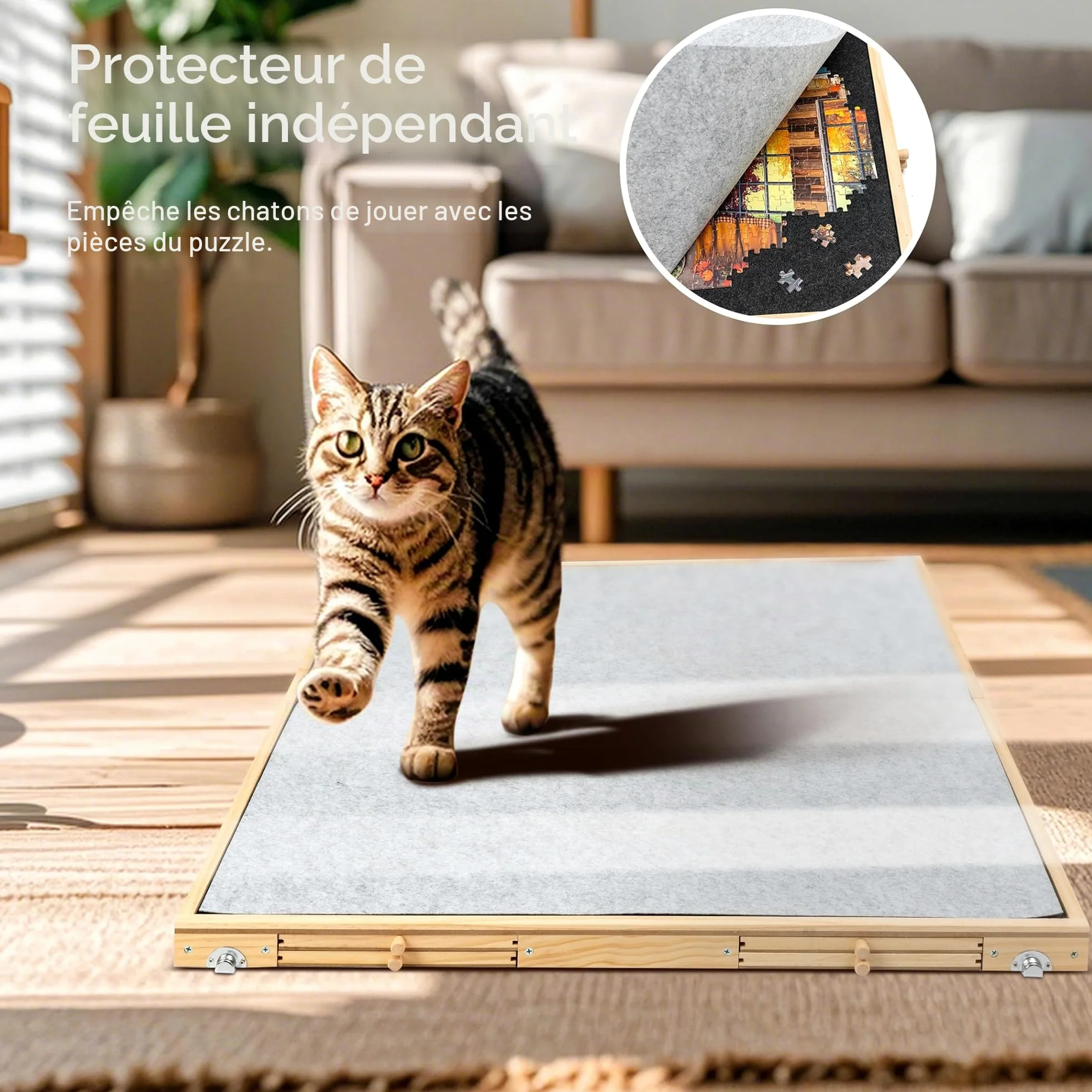 Tektalk Planche à Puzzle Pliable de 2 000 pièces avec Couvercle, Table de Puzzle en Bois avec 8 tiroirs, chevalet de Puzzle Portable avec Pieds pliants, Tables de Puzzle Portables pour Adultes et