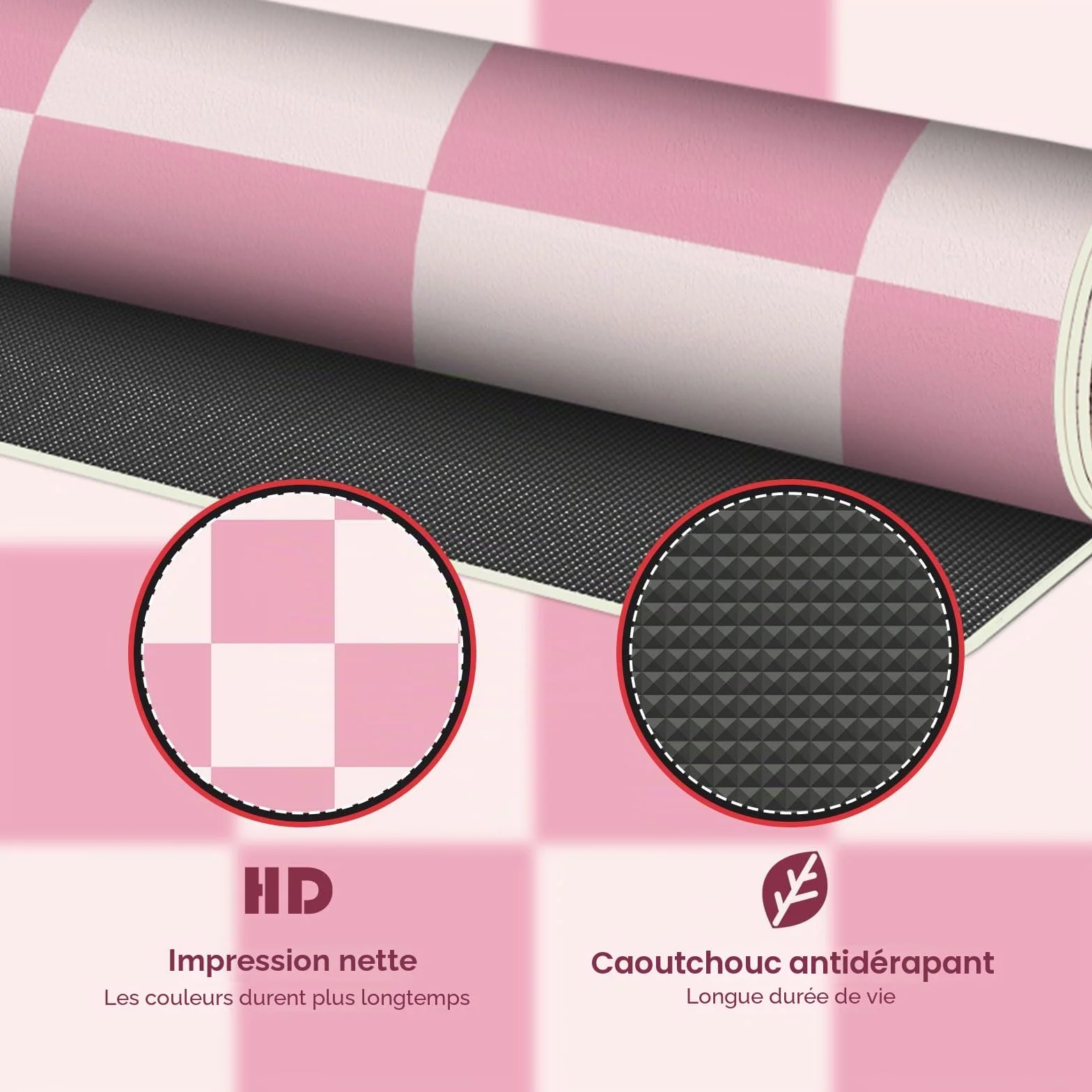 Tapis de Bureau en Cuir Rose Antidérapant Imperméable pour Souris et Clavier