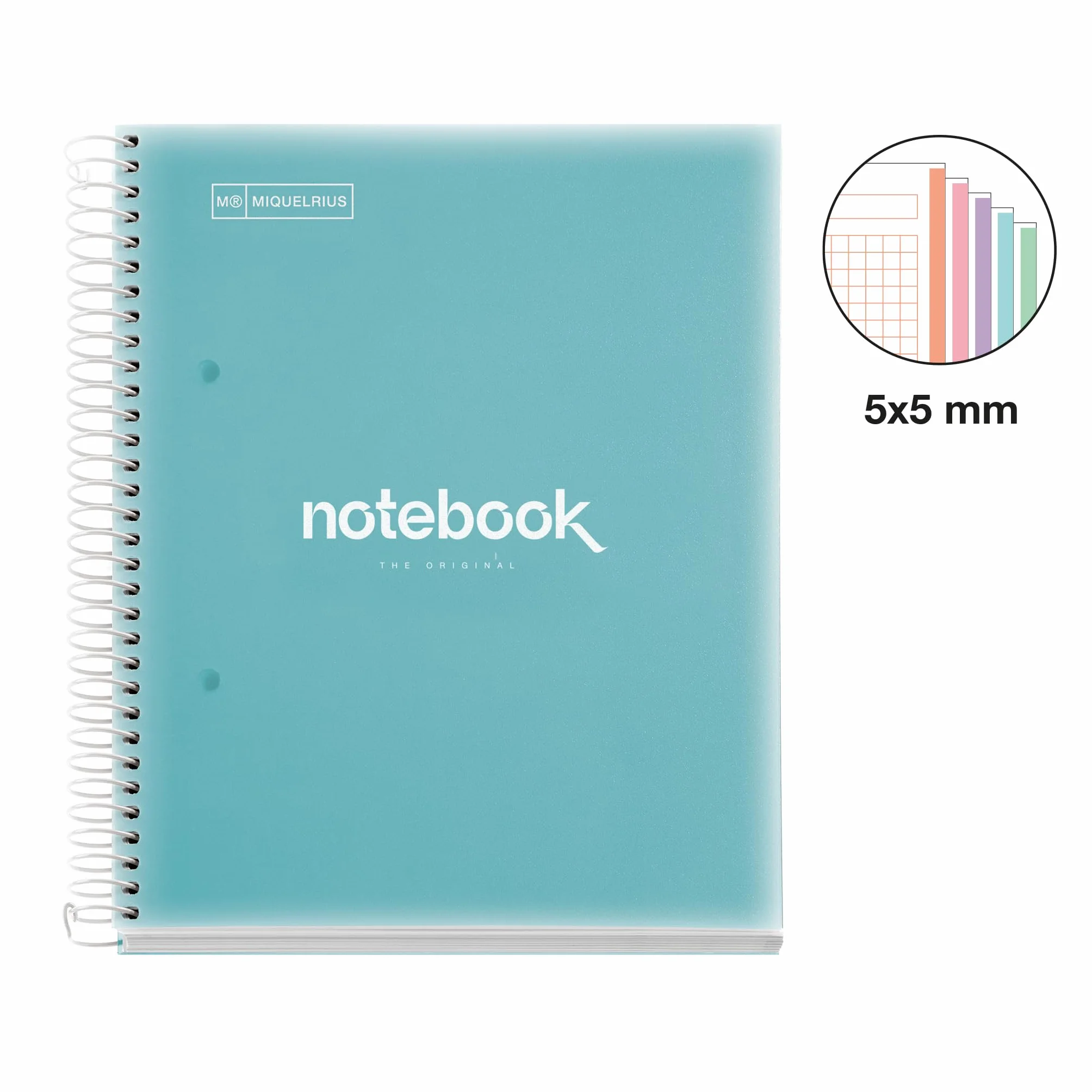 Miquelrius Carnet de notes A5 Emotions 120 feuilles quadrillées 5 mm papier 90 g/m² bleu ciel