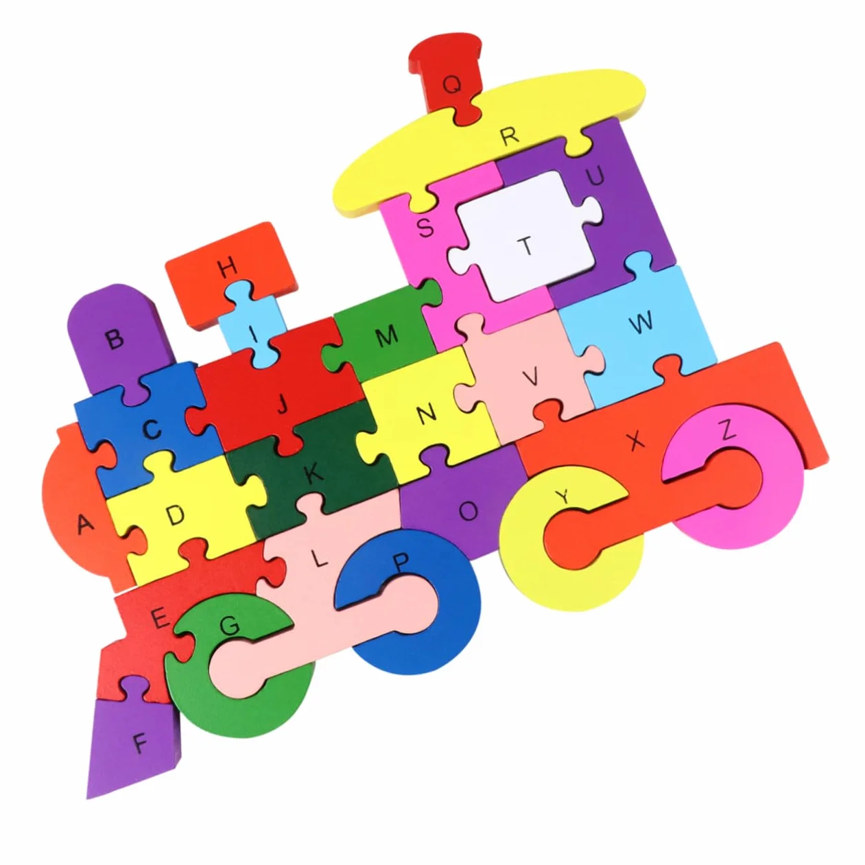 SUPVOX Puzzle Bois Alphabet Éducatif pour Enfant Cartoon Train