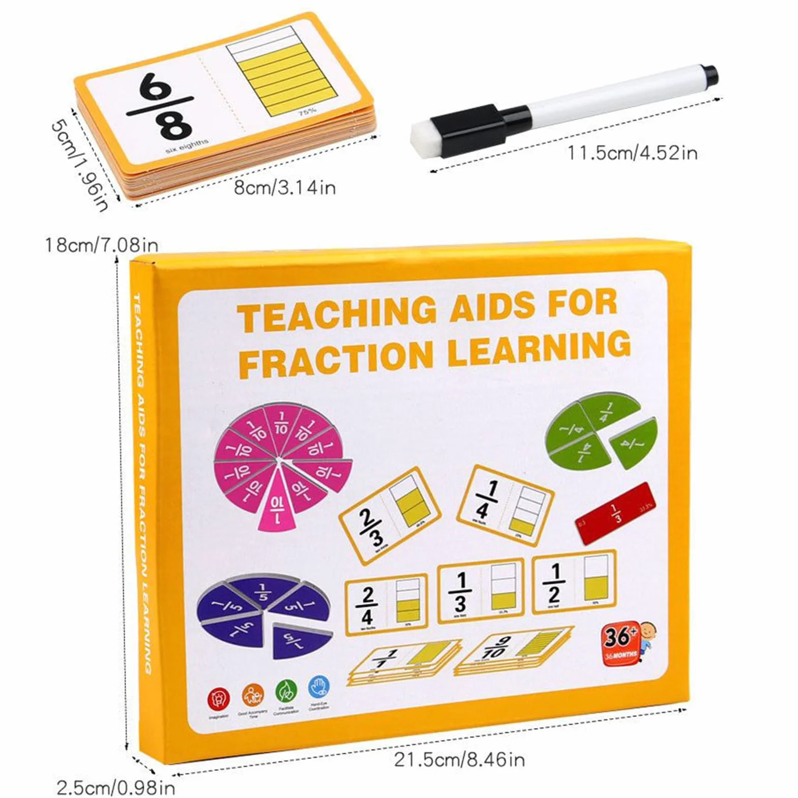 Fractions magnétiques - Matériel de manipulation des fractions, Jeu éducatif pour enfants dès 3 ans