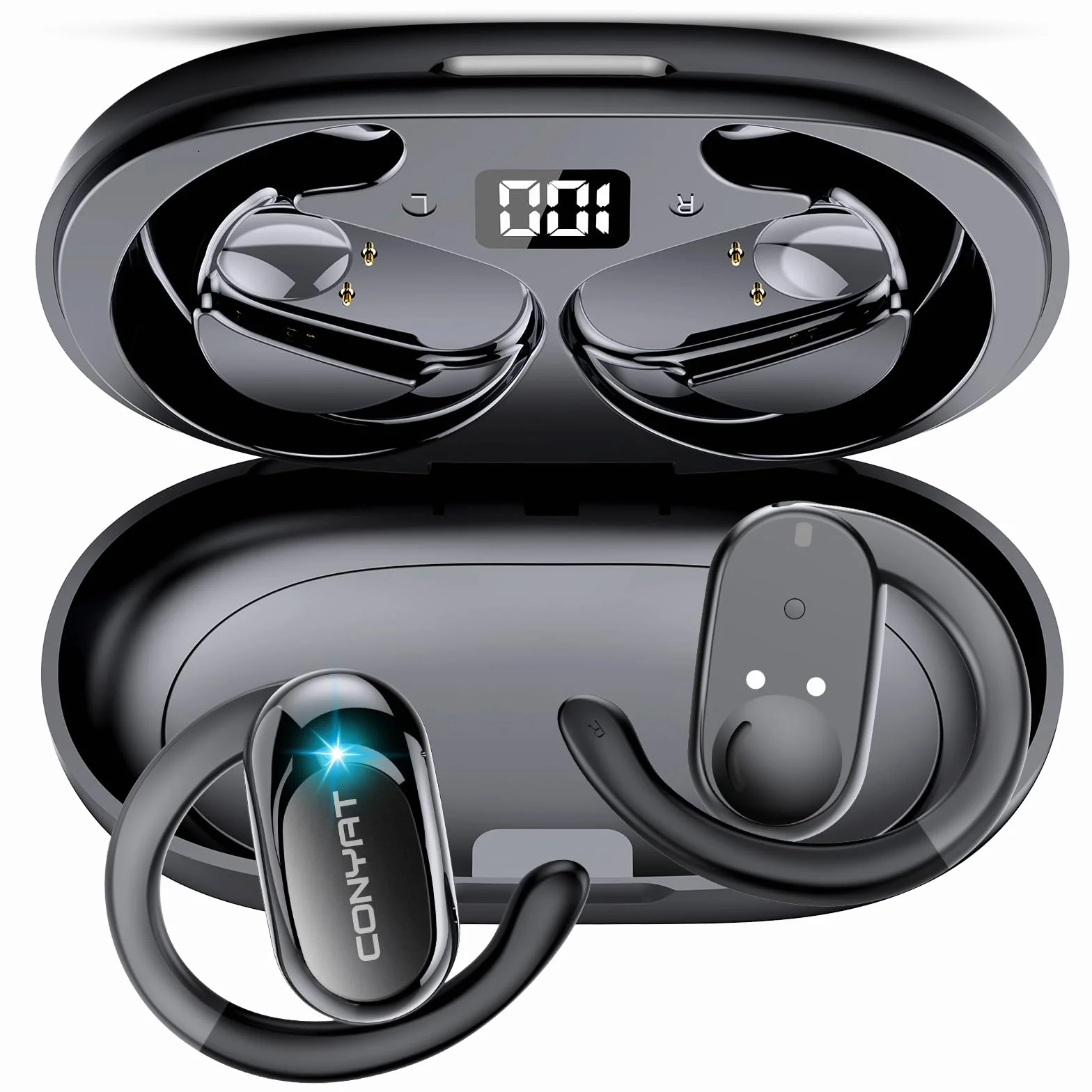 Casque de traduction Conyat 164 langues AI temps réel Noir