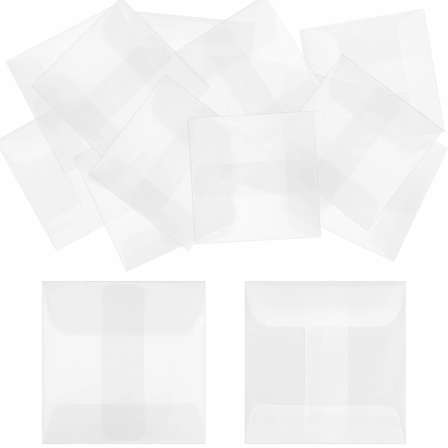 Enveloppes transparentes en verre 9,94 x 7,9 cm Lot de 50 pour timbres invitations