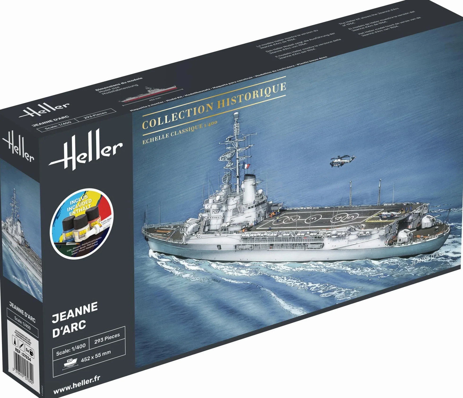 Heller Joustra Maquette Bateau Porte-Hélicoptères Jeanne d'Arc Starter Kit
