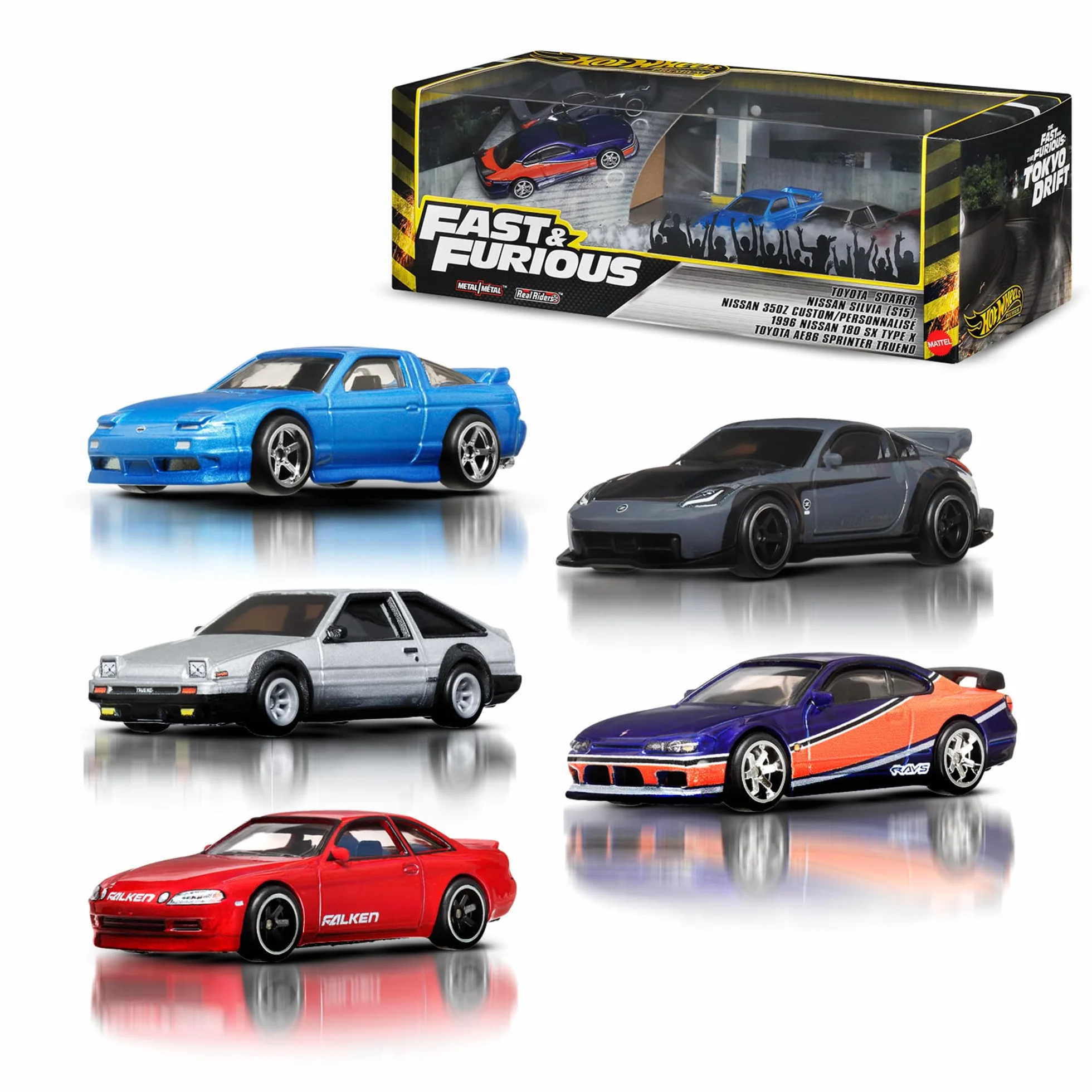 Hot Wheels Coffret Premium Fast & Furious Tokyo Drift 5 Véhicules Métal Moulé Échelle 1/64 Film Collection JFL99