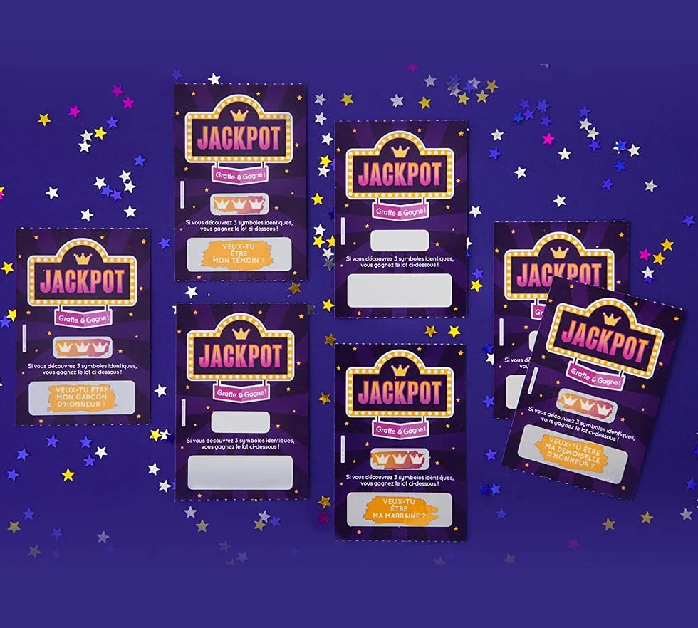 Carte à gratter demande témoin demoiselle d'honneur parrain marraine style ticket de jeu