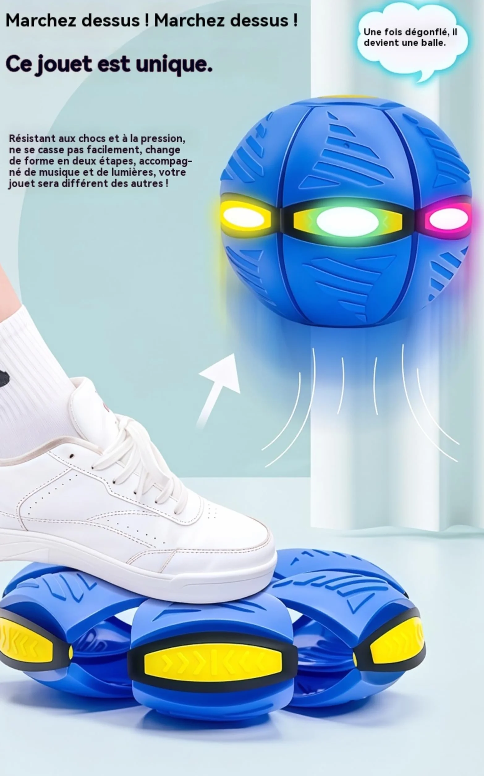 Generisch Ballon Sauteur pour Enfants, Soucoupe Volante Magique, Jouet Lumineux