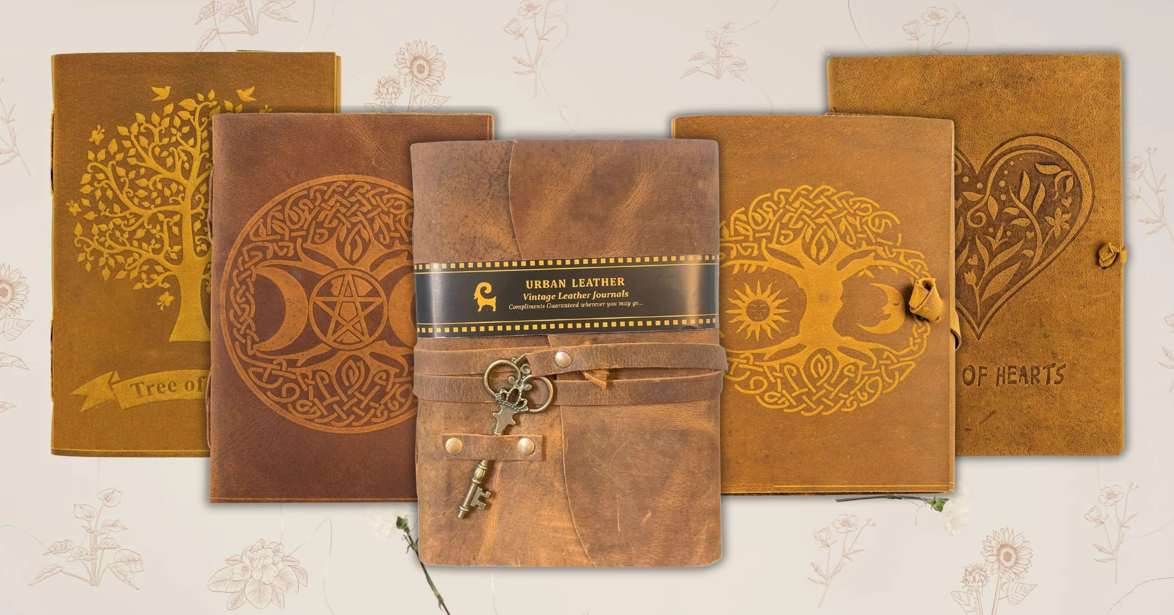 Carnet en Cuir Journal Vintage avec Pages Vierges épaisses Non Lignées 18 x 13 cm