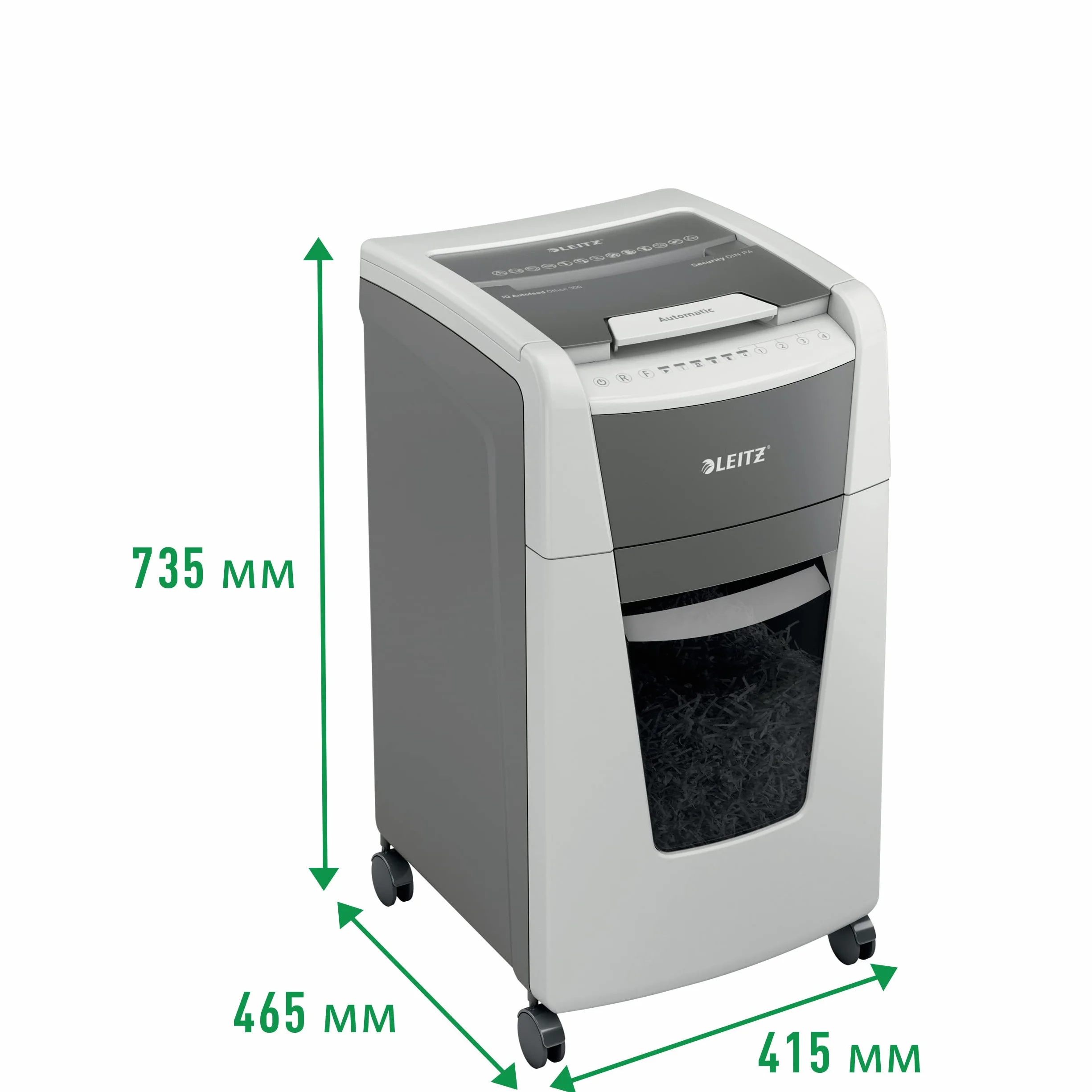 Leitz IQ 80150000 Destructeur de Documents Coupe Croisée Sécurité P4 Automatique 300 Feuilles 60 Litres Blanc
