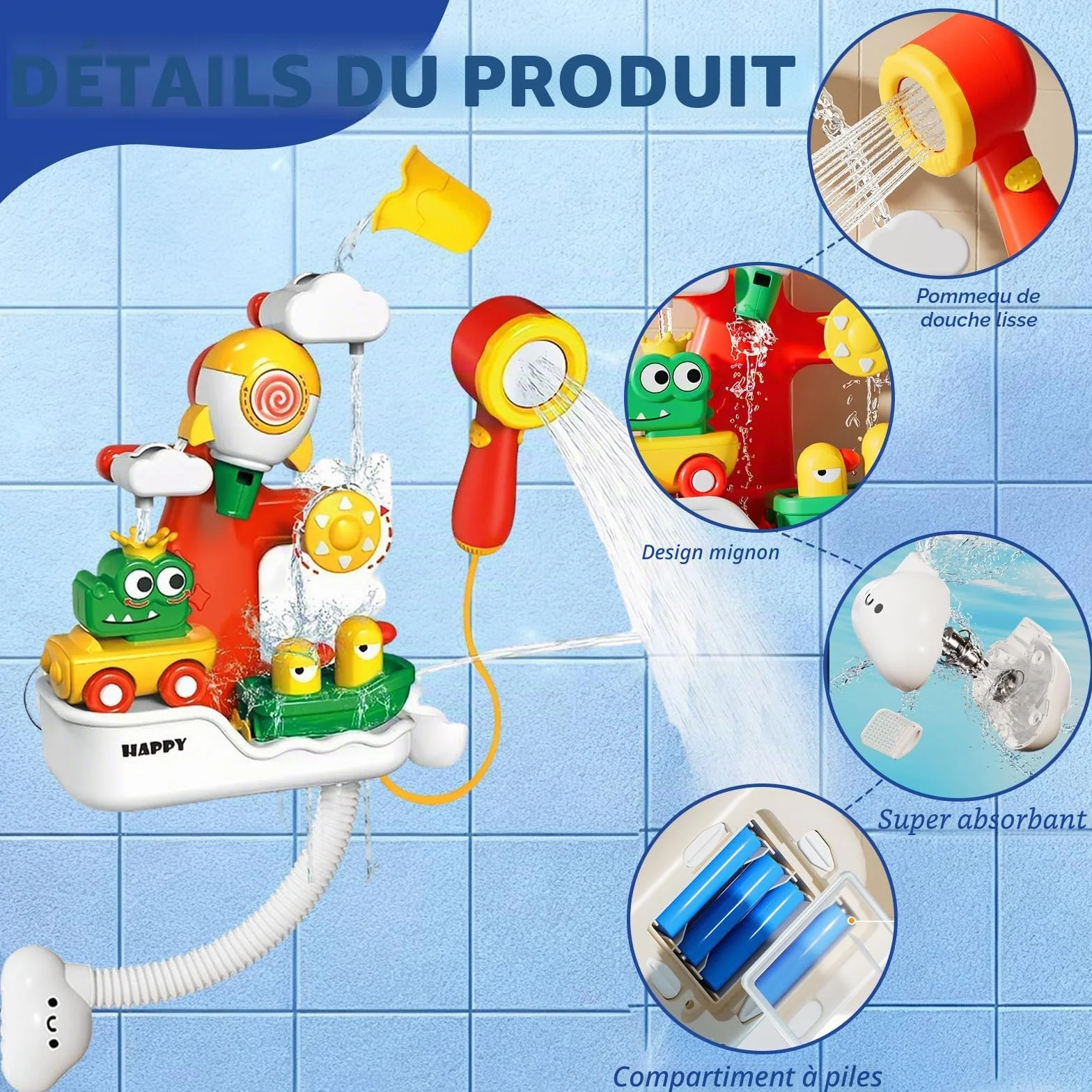 LUKIUP Jouet Bain Cascade Interactif Conception Fusée