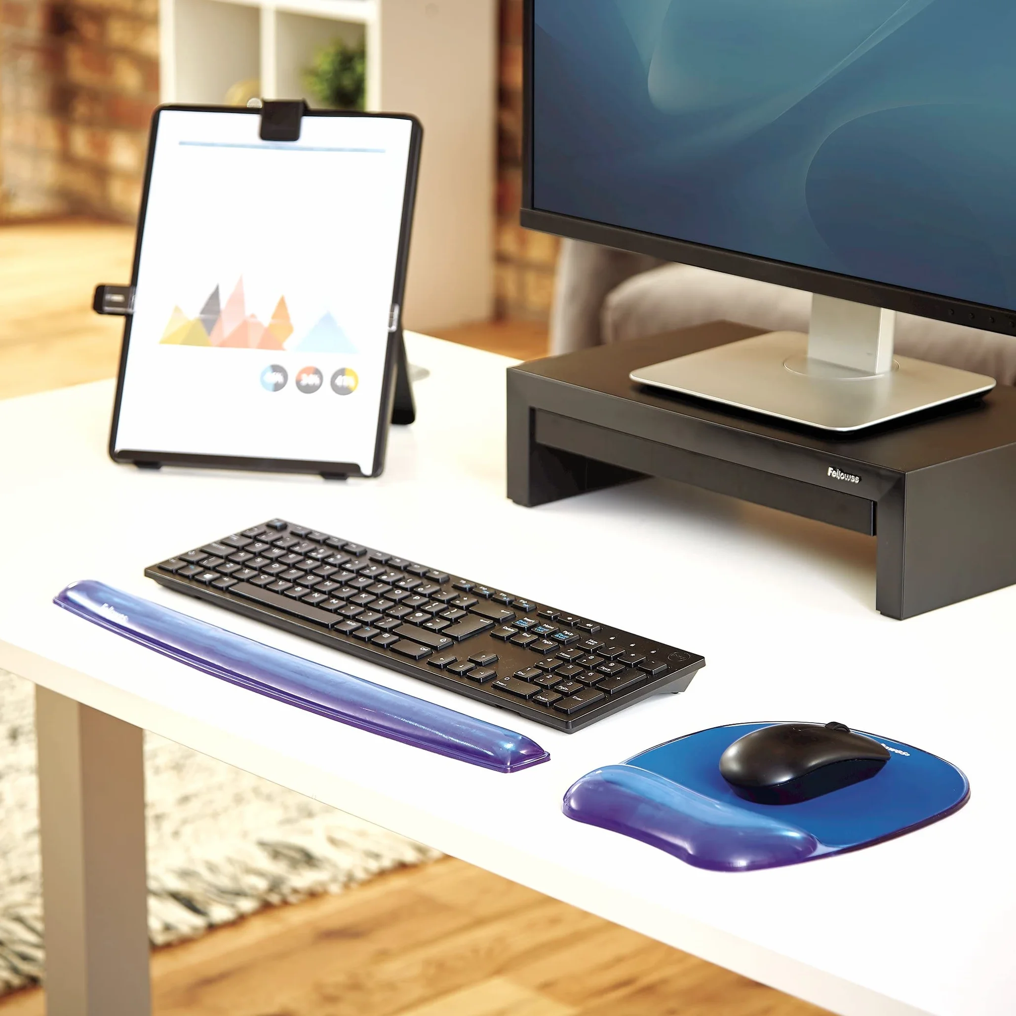 Fellowes Repose poignet pour clavier Gel Crystal Bleu 48x57 cm