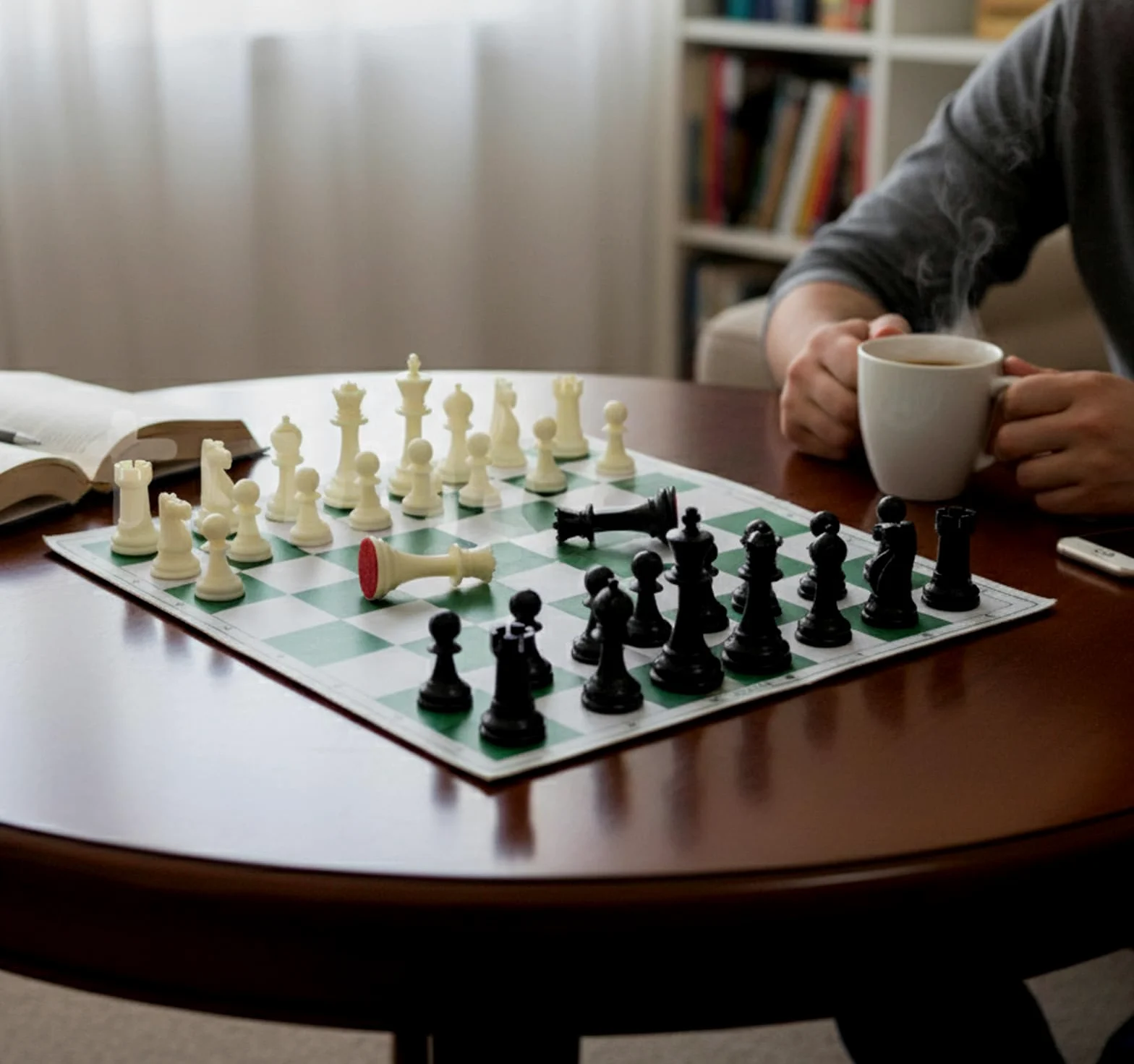 StonKraft Jeu d'échecs pliable en vinyle 46 x 46 cm avec pièces en plastique solide (avec reine supplémentaire) – Idéal pour les joueurs d'échecs professionnels