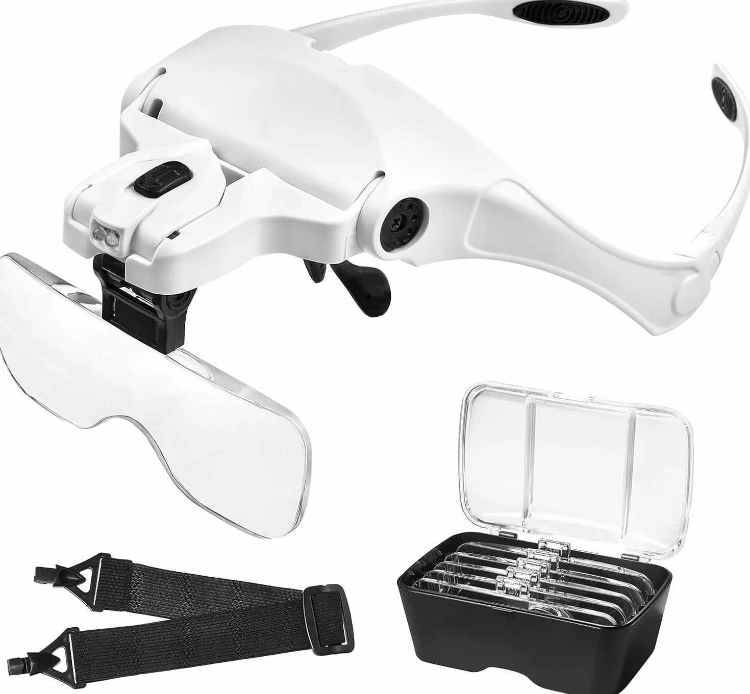 Anpro Lunette Loupe LED 5 Lentilles 1.0X-3.5X pour Travaux de Précision