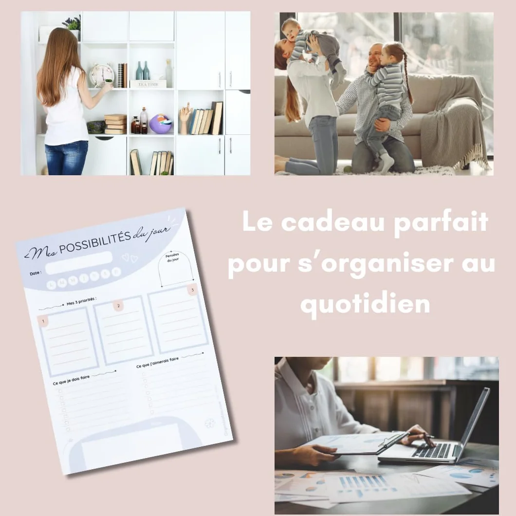 Bloc-notes développement personnel A5 50 pages détachables planning du jour français