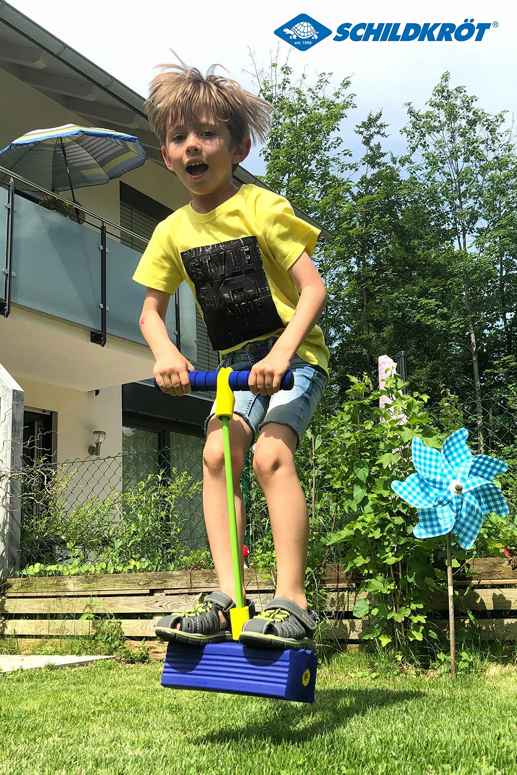 Schildkröt Fun Jumper Bâton Sauteur en Mousse avec Poignées Souples pour Enfants 3 Ans+