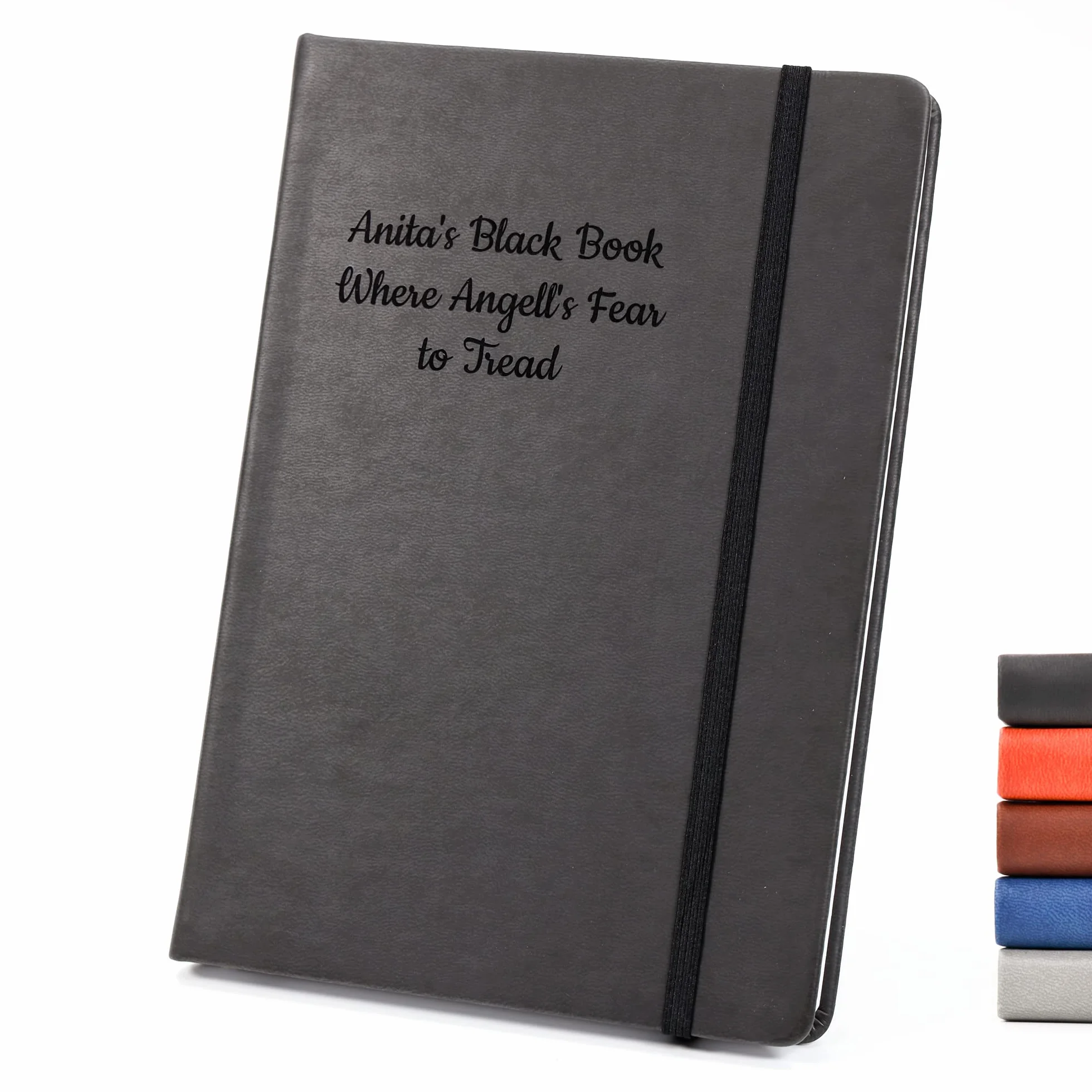 Carnet à couverture rigide personnalisé A5 Noir | Idée cadeau gravée au laser