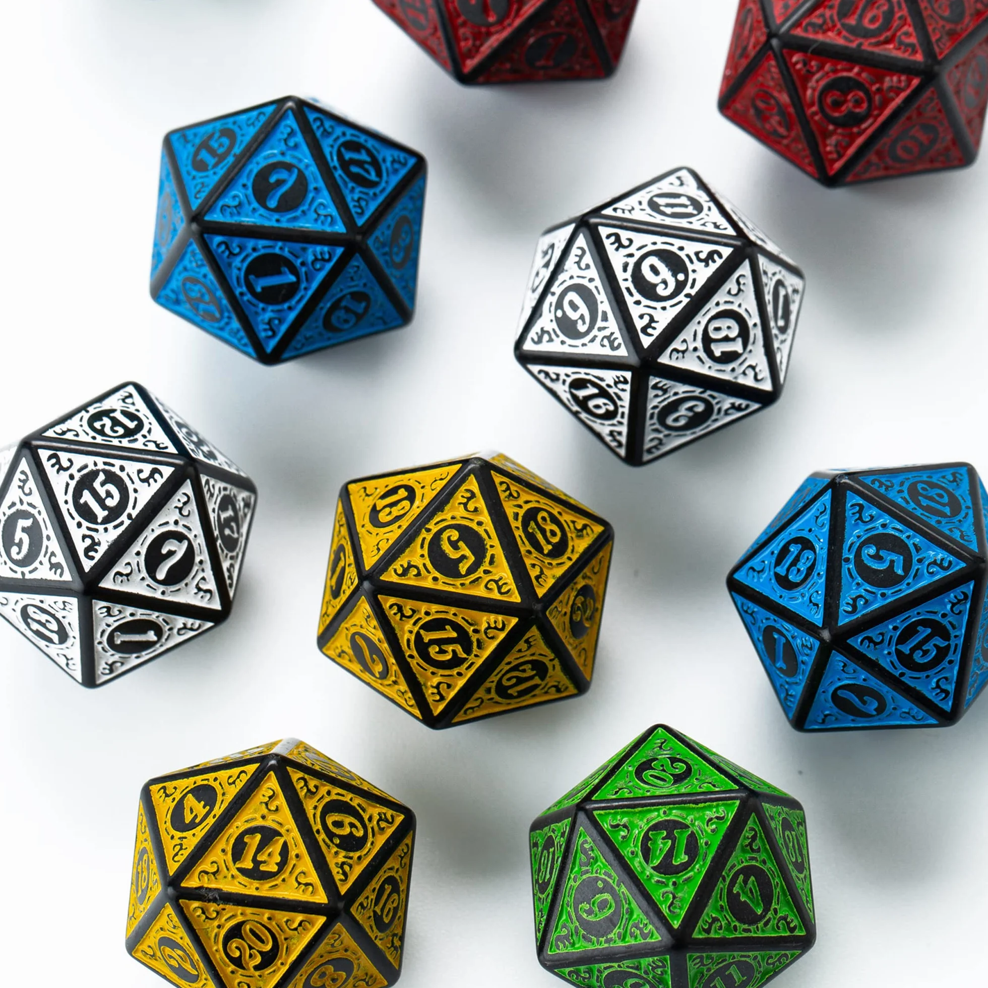 Lot de 10 dés polyédriques D20 pour jeux de table DND RPG MTG