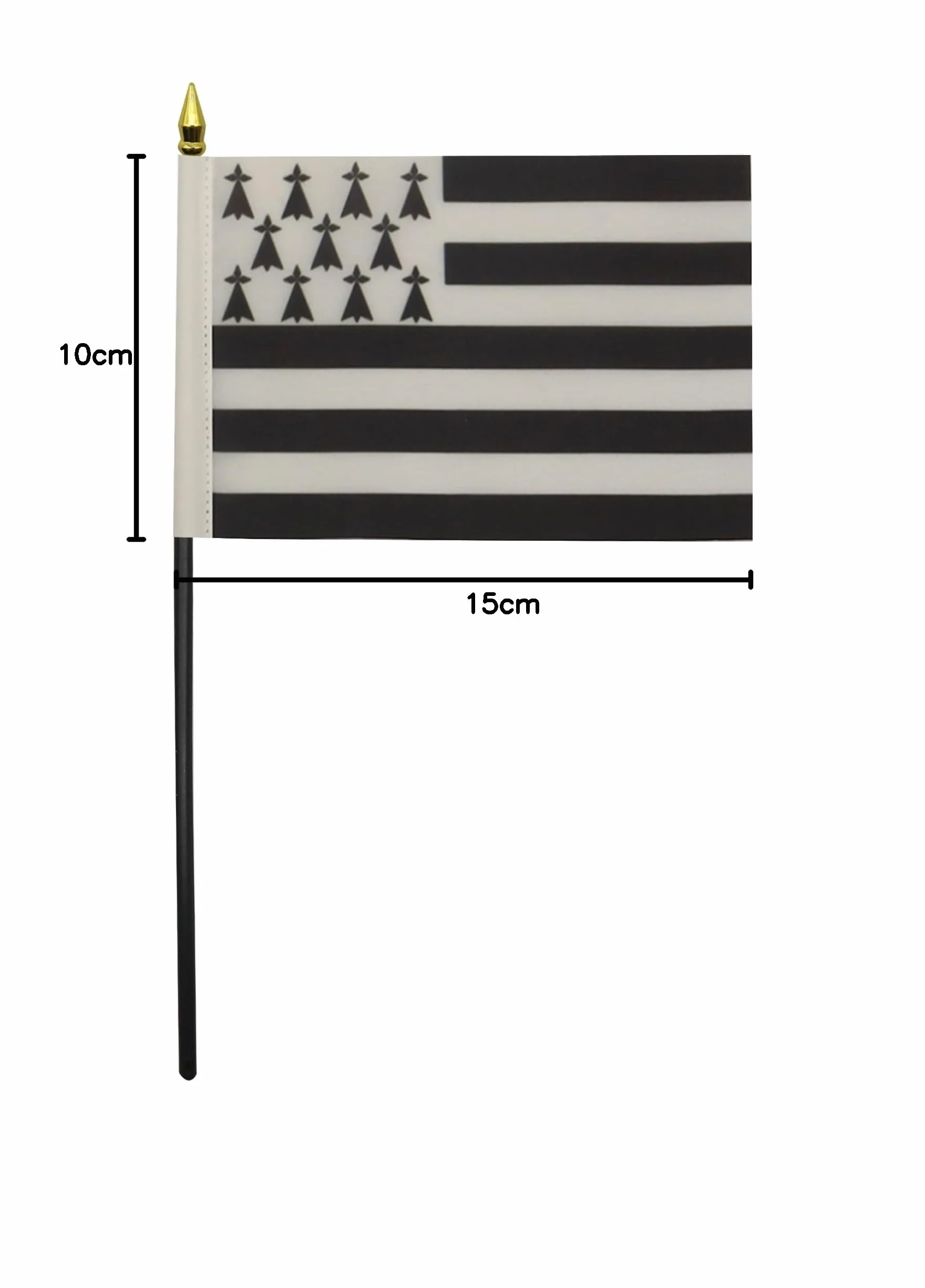 AZ FLAG Mini Drapeau Bretagne De Table 15x10 cm Drapeau Breton Bureau 100% Polyester Hampe Pointe Dorée 25cm