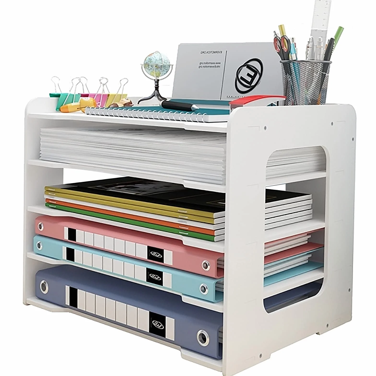 Bac à courrier Organiseur de Bureau Support de Rangement pour Documents A4 5 Niveaux