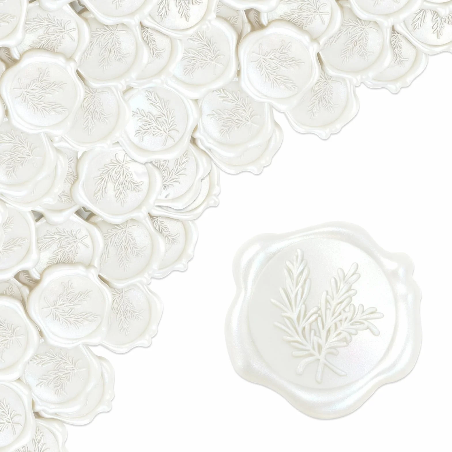 Sceau de Cire Autocollants Blanc Nacré, 50 Pièces, Cachet de Cire Autocollant Vintage pour Mariage, Enveloppes, Emballages Cadeaux