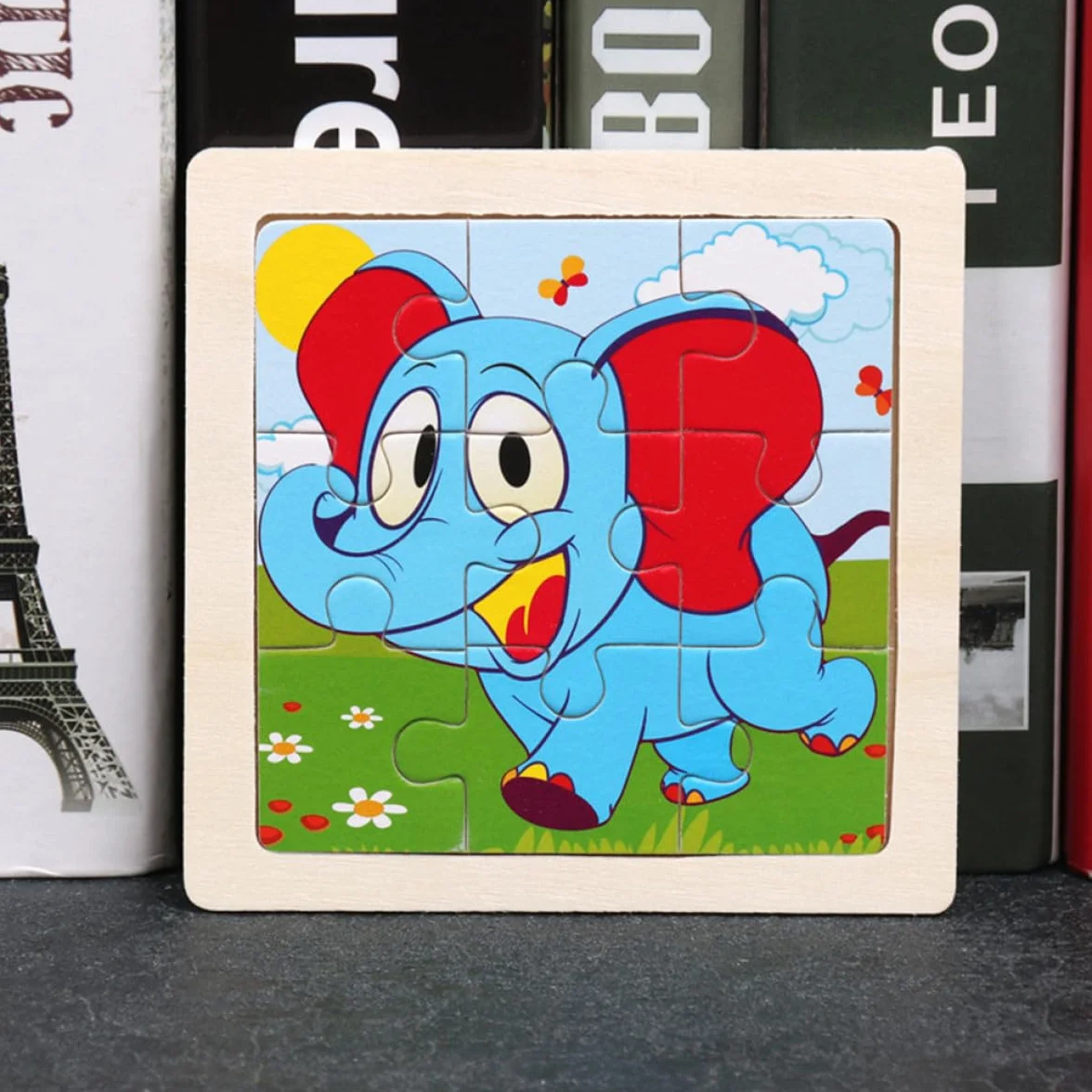 Puzzle en Bois Éducatif Animaux Cartoon 5 Pièces pour Garçon et Filles