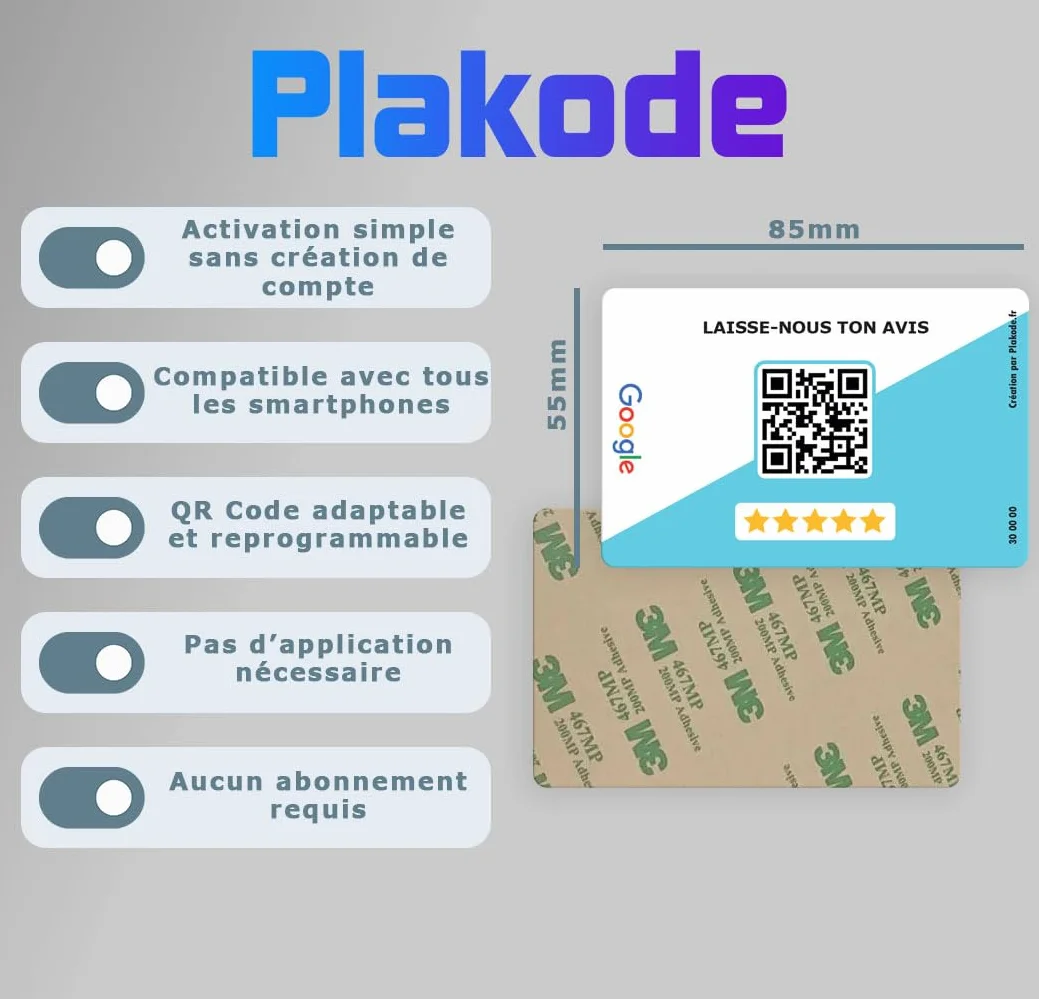Carte QR Code Adhésif Avis Clients Format Carte de Visite Google Avis (Deux)