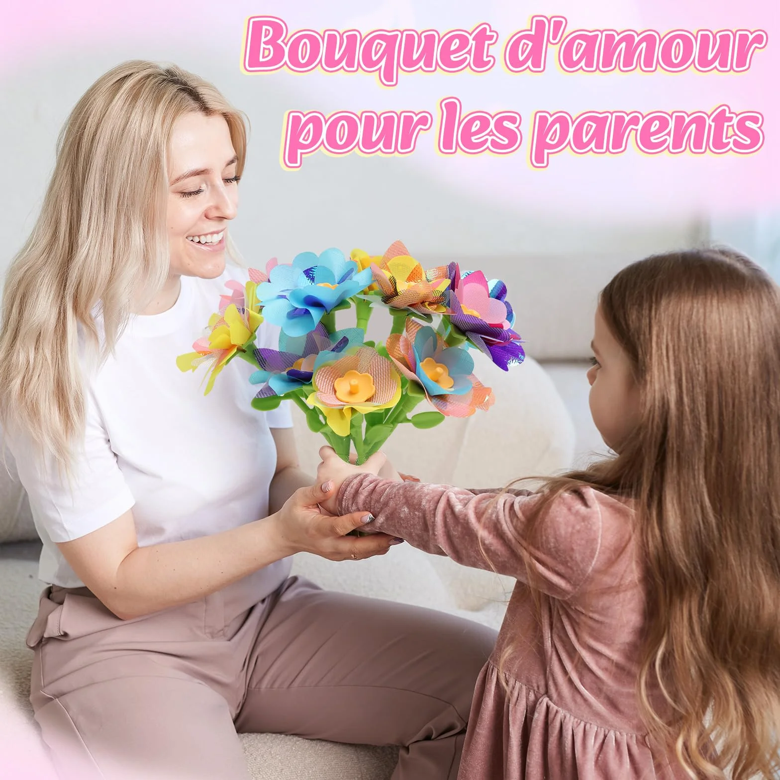 Kit Création Bouquet de Fleurs DIY, Activité Manuelle Enfant 3-10 Ans, Idée Cadeau Anniversaire Noël